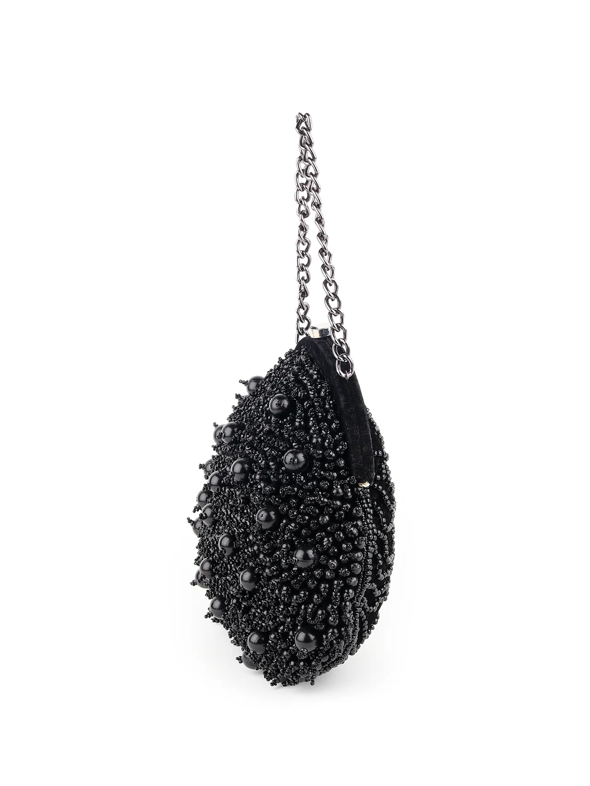 Odette Women Black Beaded Mindful Batuwa Bag - Image 5
