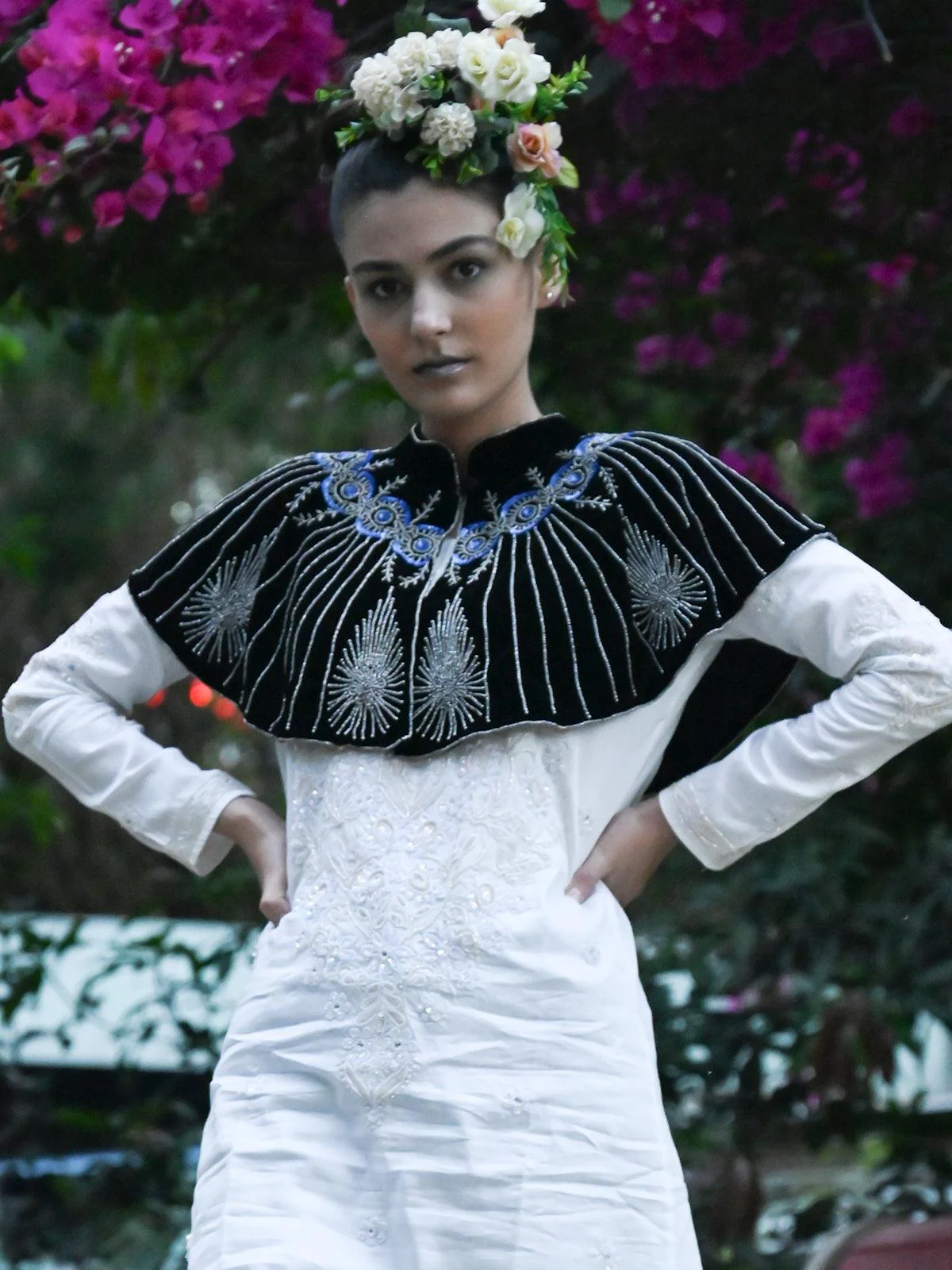 Odette Women Black Embellished Cape - Image 2