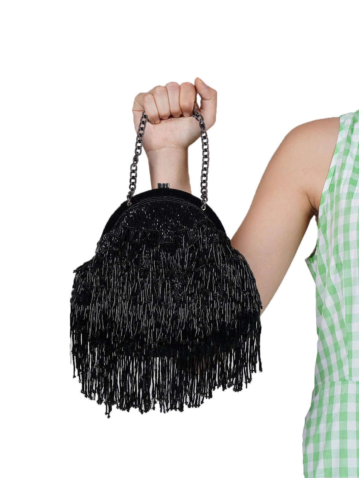 Odette Women Black Tassel Attractive Batuwa Bag - Image 2