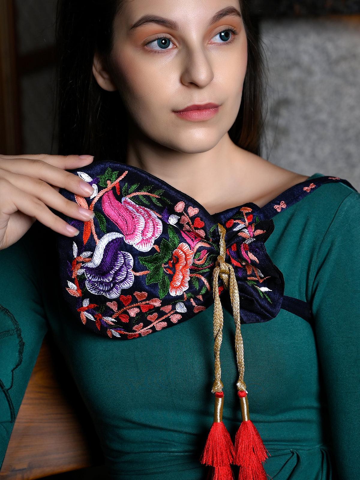 Odette Women Blue Amazing Embroidered Potli Bag! - Image 2