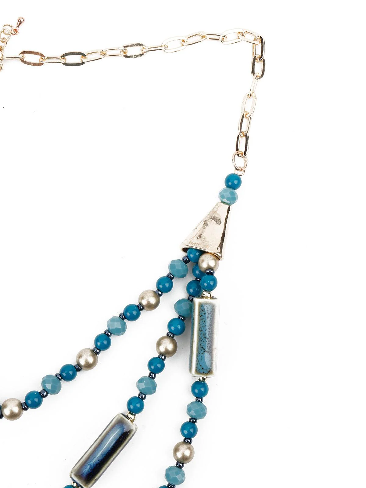 Odette Women Blue-Gold Porcelain Beaded Necklace - Image 5