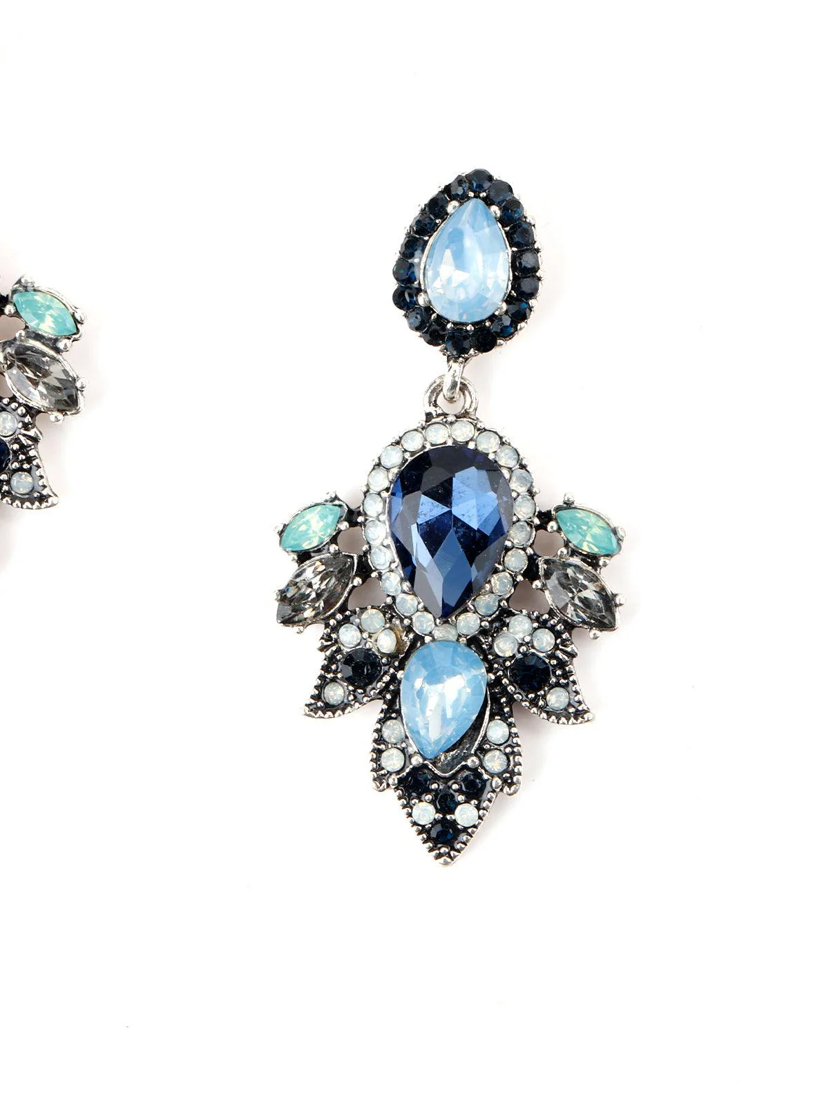 Odette Women Blue Rhine Stone Enticing Dangle Earrings - Image 3