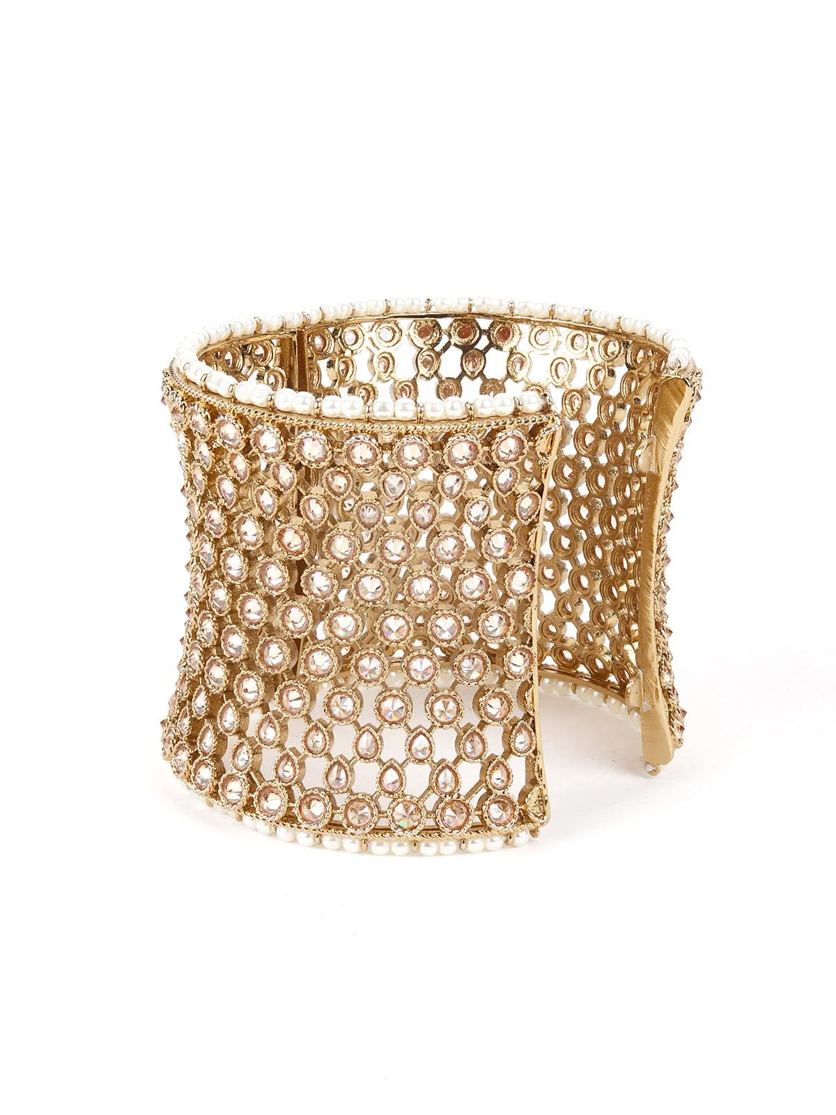 Odette Women Bold Gold Embellished Bracelet - Image 5