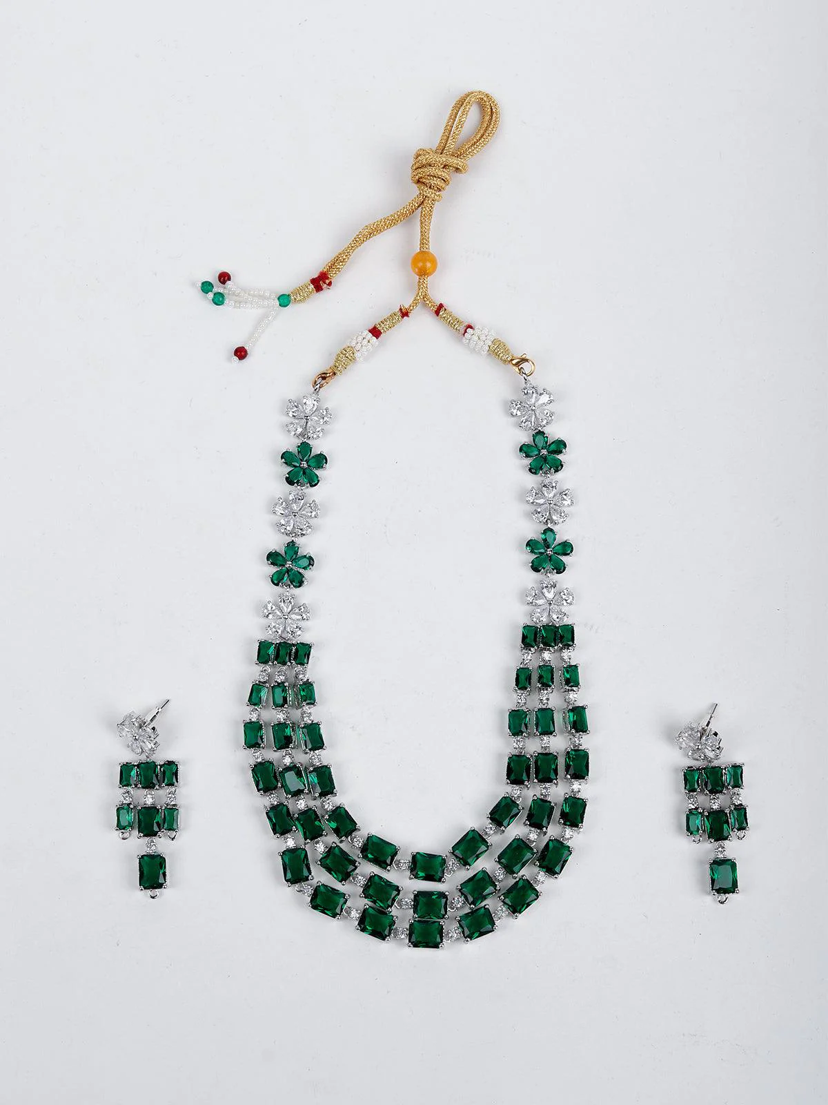Odette Women Bottle Green Trendy Necklace Set - Image 3