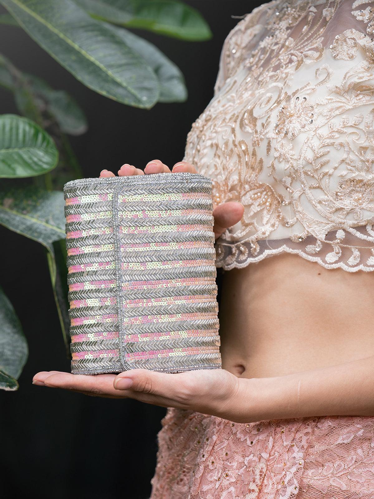 Odette Women Box Shape Cute Reflective Sequins Clutch - Image 2
