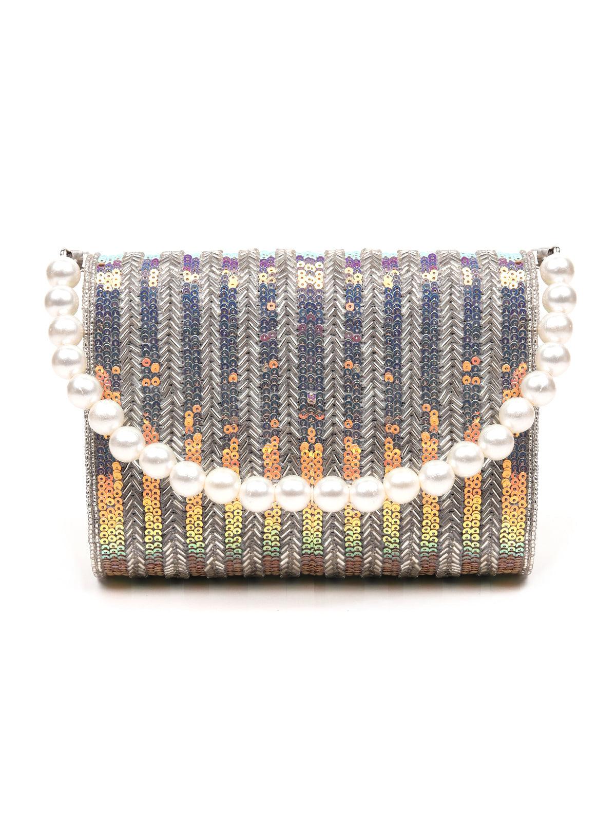 Odette Women Box Shape Cute Reflective Sequins Clutch - Image 5