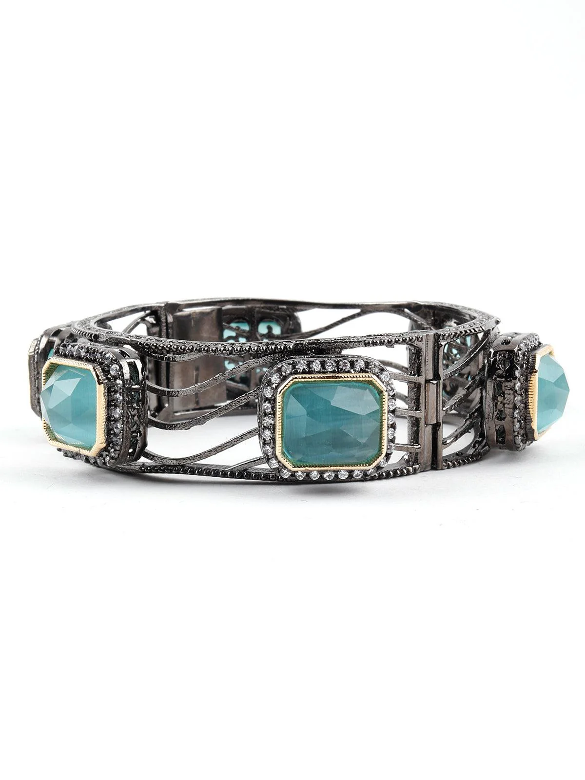 Odette Women Bright Green Crystal Statement Bracelet - Image 6