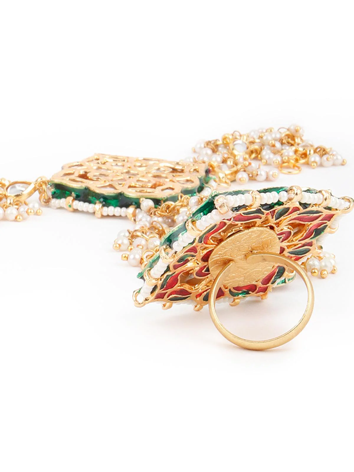 Odette Women Cachet Kundan And Pearl Bracelet - Image 6