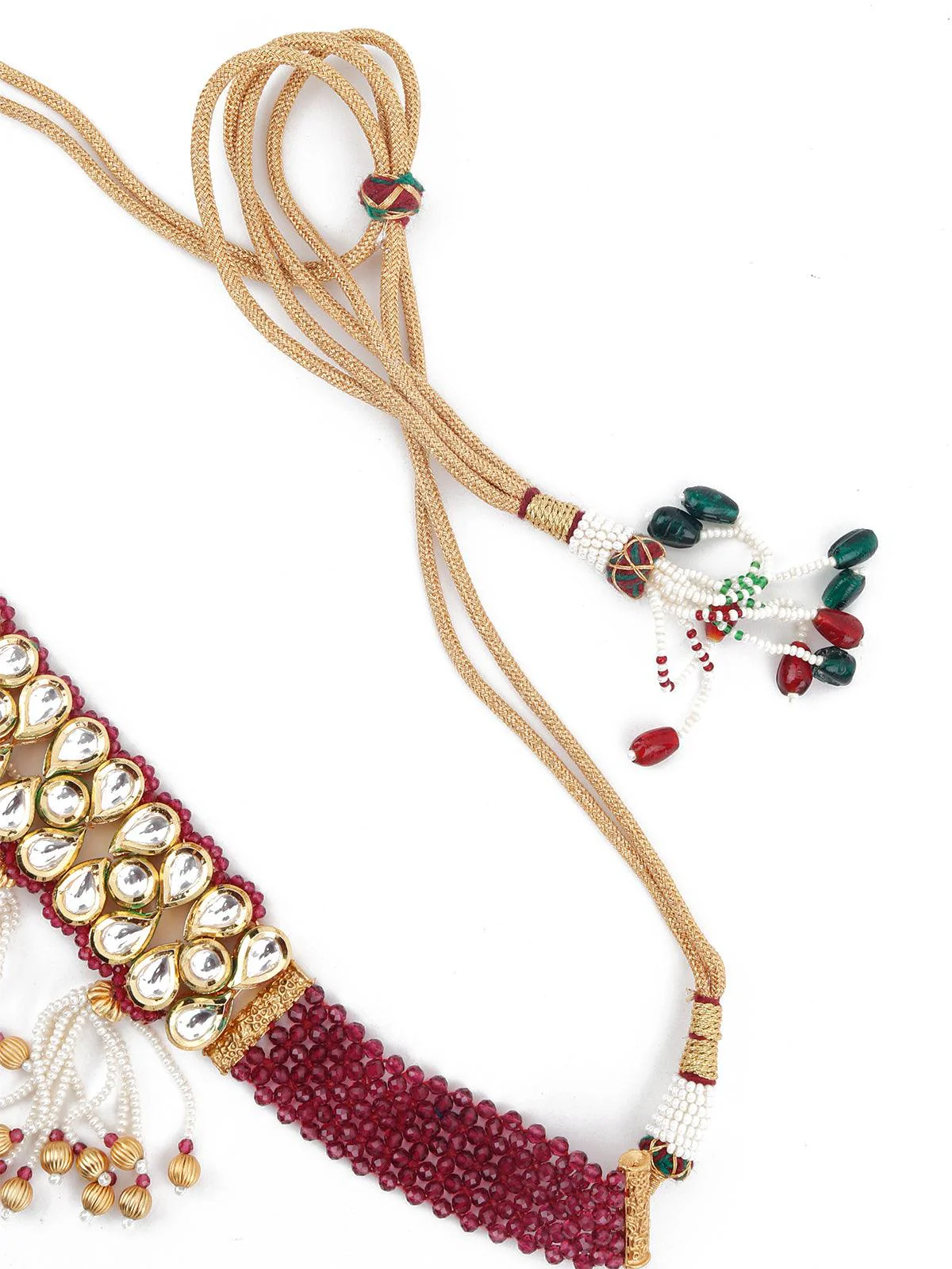 Odette Women Clustered Gold Tone Kundan Choker Set - Image 5