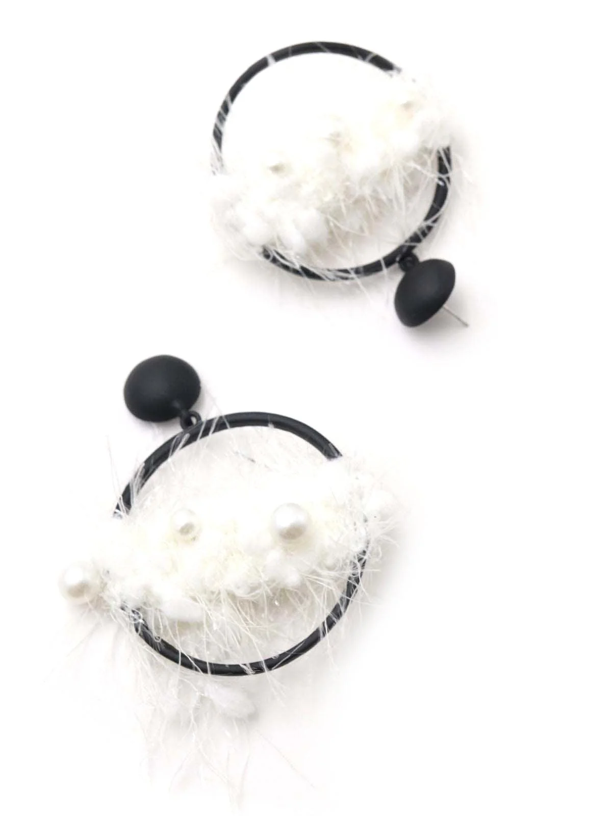 Odette Women Contemporary Ring White Dangle Earrings - Image 3