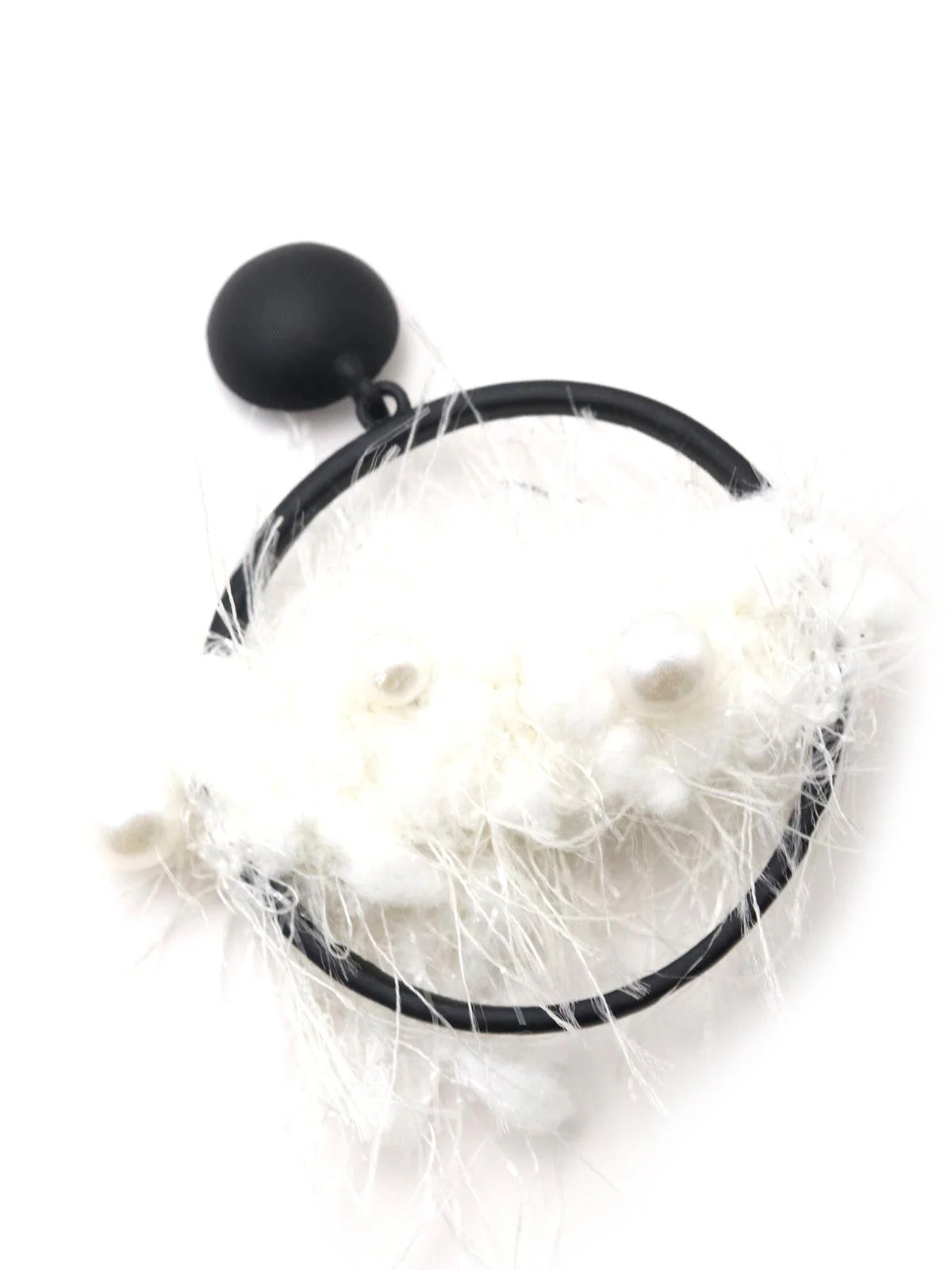 Odette Women Contemporary Ring White Dangle Earrings - Image 4