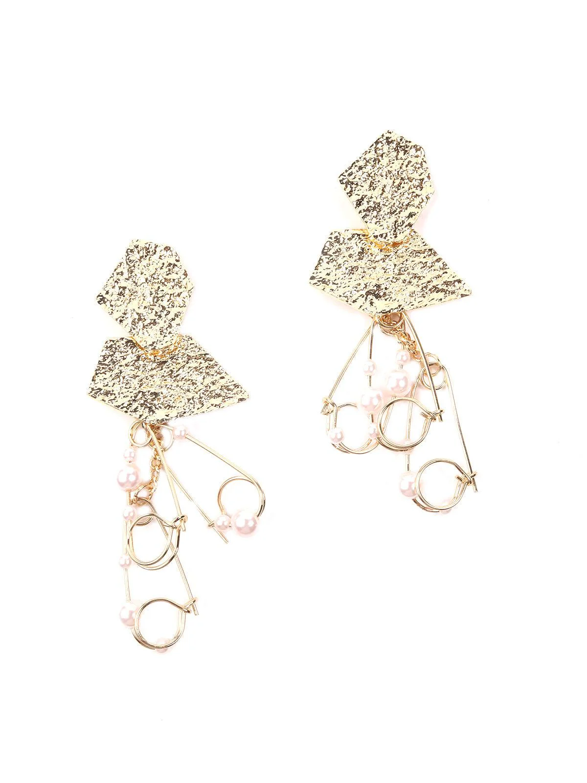 Odette Women Cragged Gold Tone Dangle Earrings - Image 5