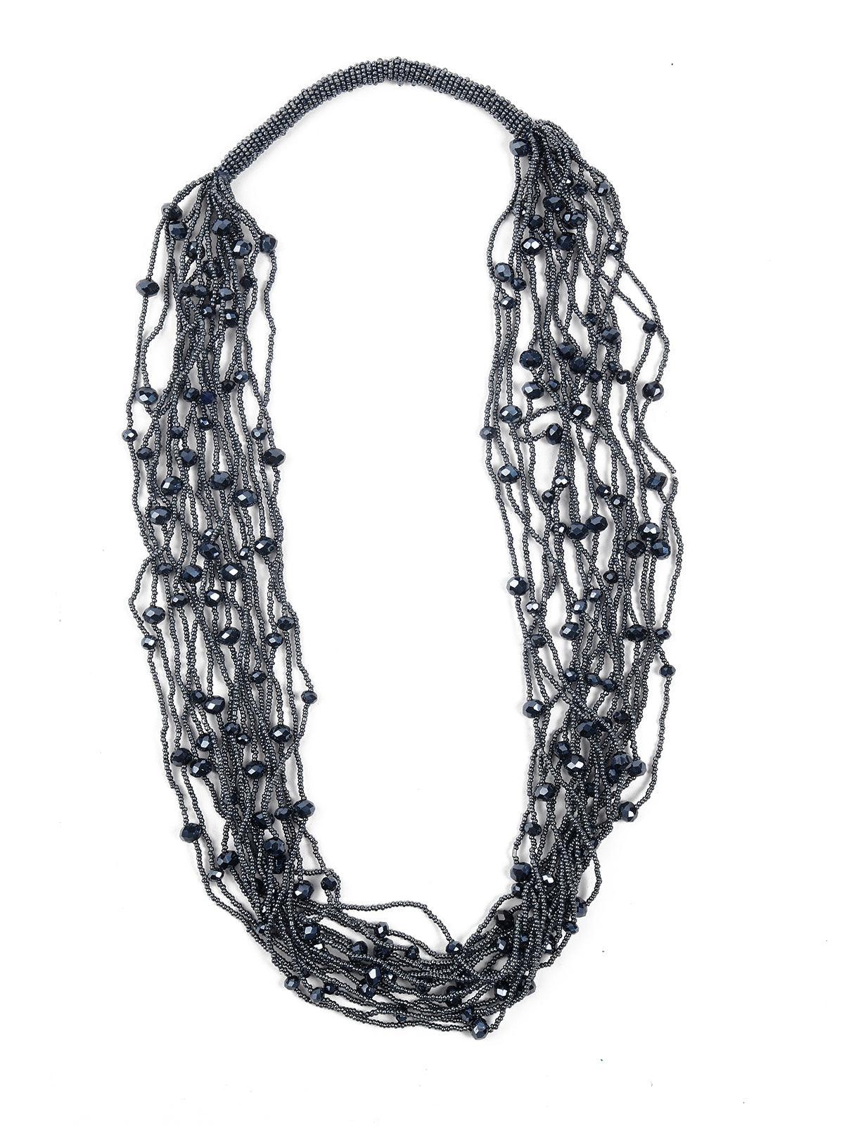 Odette Women Dark Grey Black Put-On Multi-Strand Attractive Necklace - Image 3