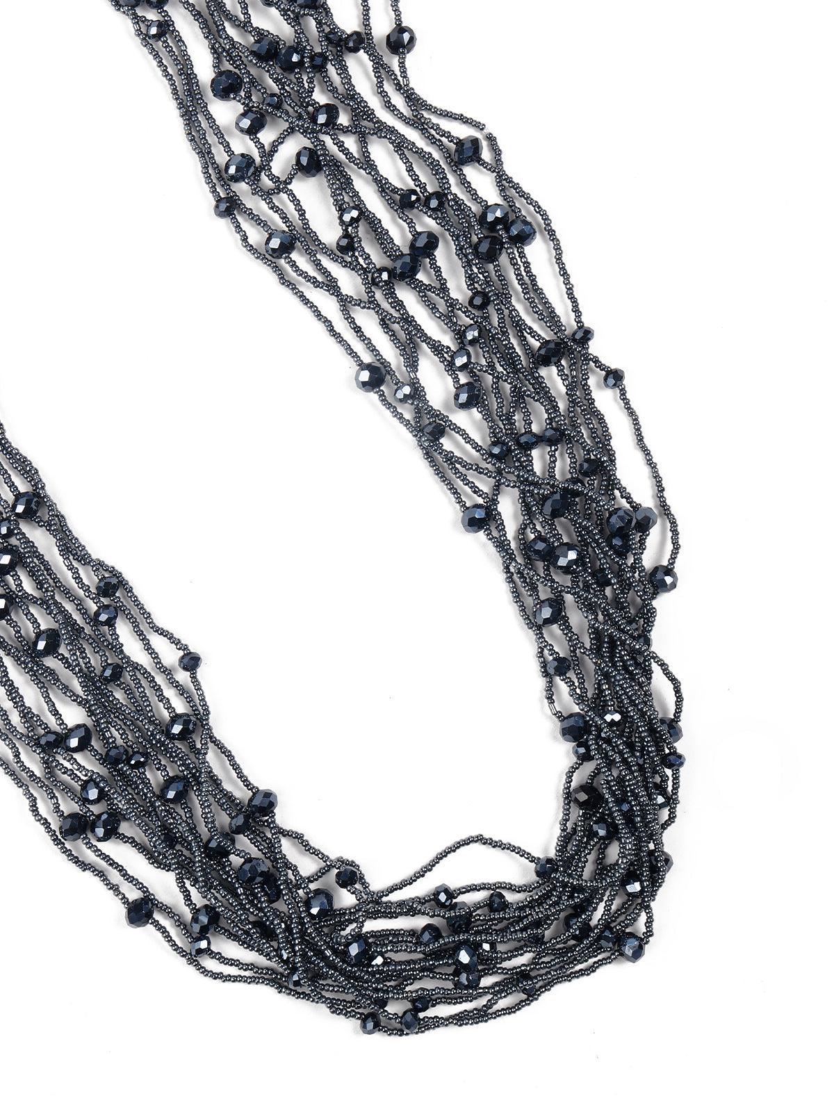 Odette Women Dark Grey Black Put-On Multi-Strand Attractive Necklace - Image 4