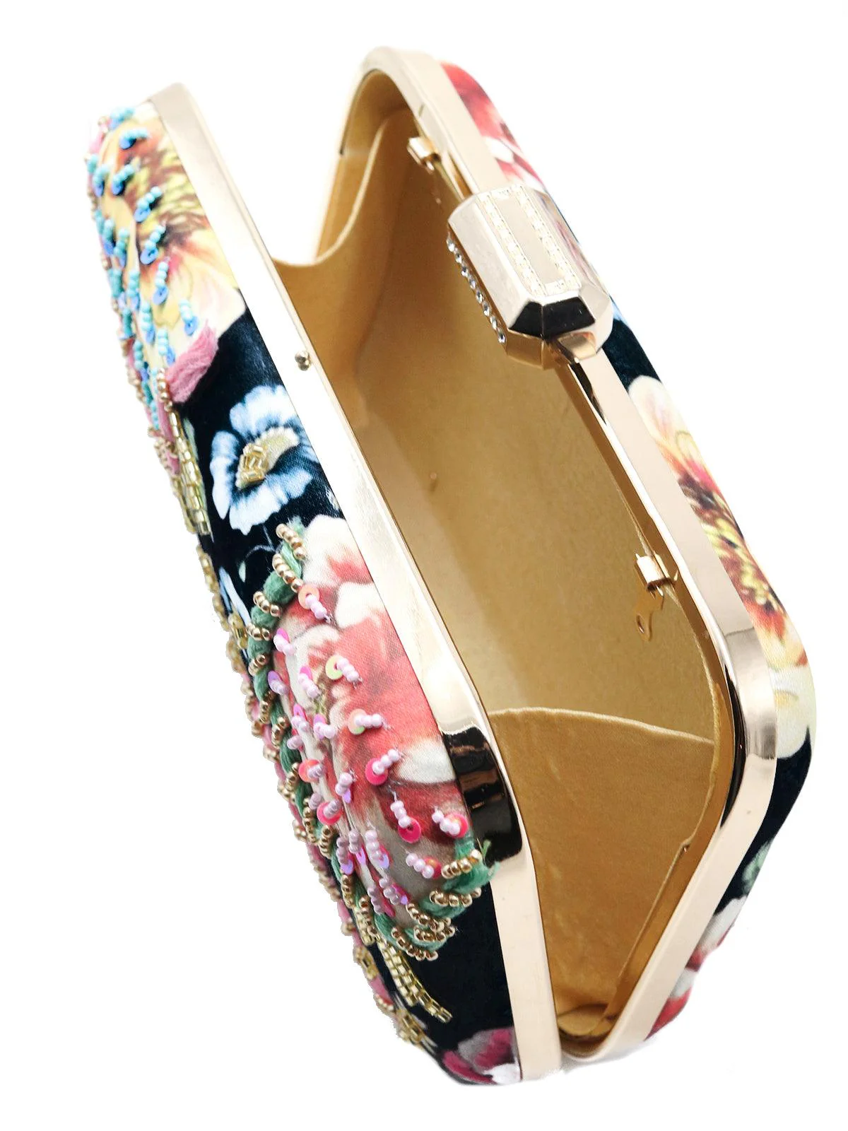 Odette Women Decorative Blue Rectangular Clutch - Image 6