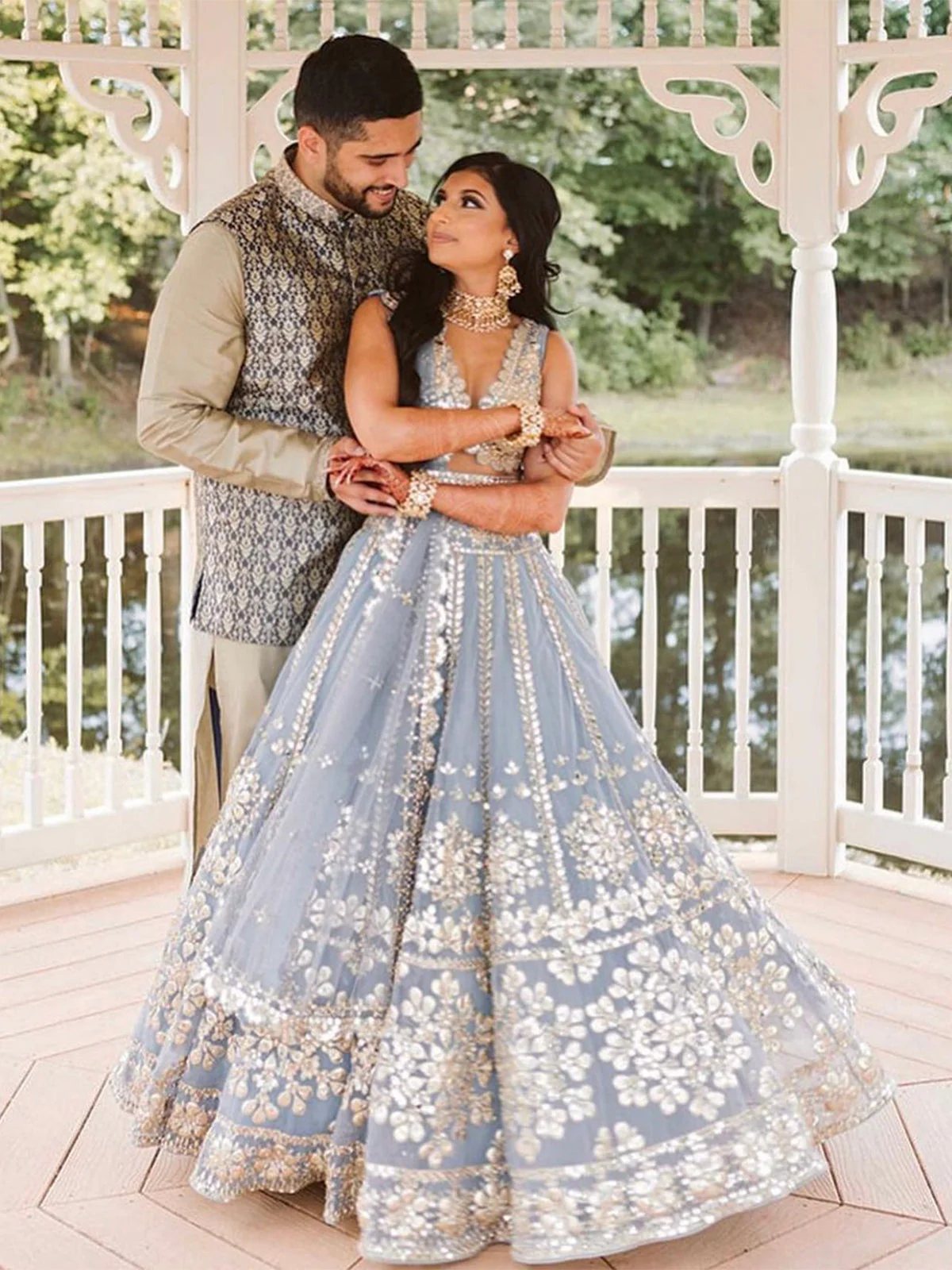 Odette Women Designer Grey Net Semi Stitched Lehenga With Unstitched Blouse - Image 6