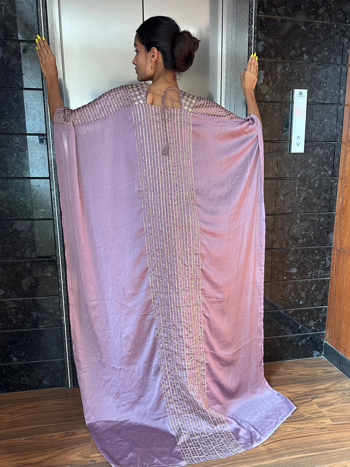 Odette Women Designer Lavender Georgette Semi Stitched Lehenga With Unstitched Blouse - Image 5