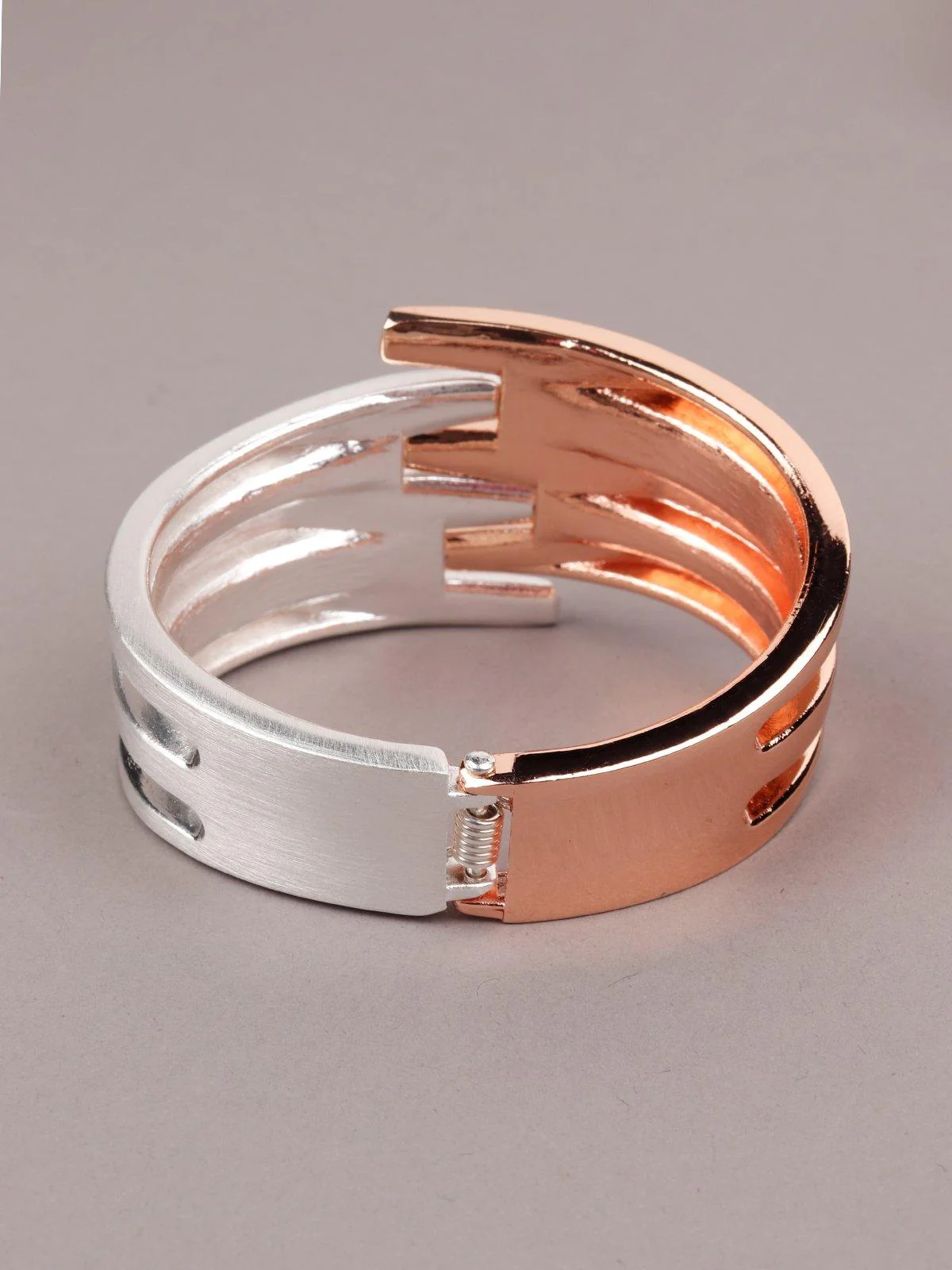 Odette Women Dual Colored Rose Gold And Stunning Silver Bracelet - Image 3