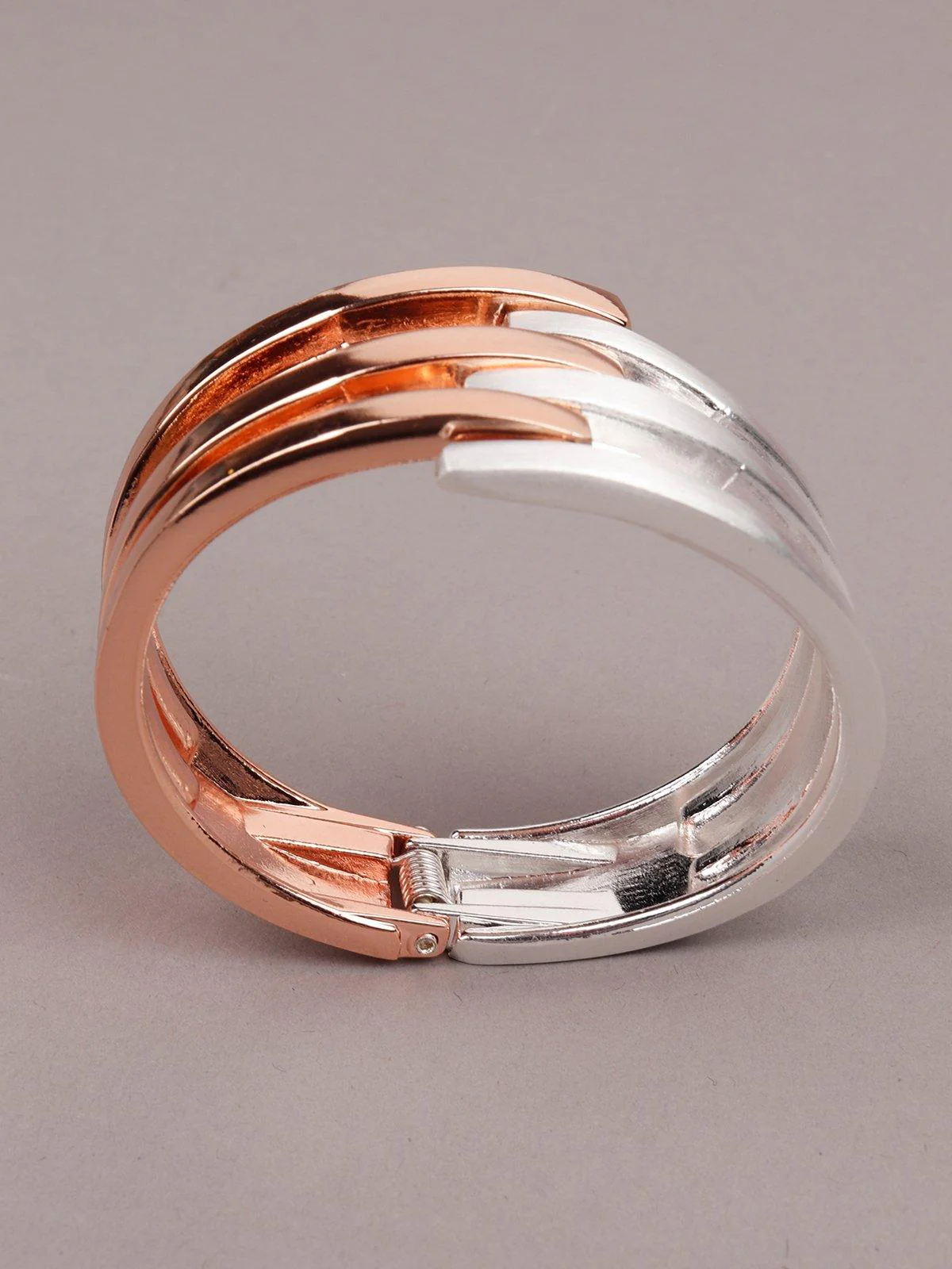 Odette Women Dual Colored Rose Gold And Stunning Silver Bracelet - Image 5