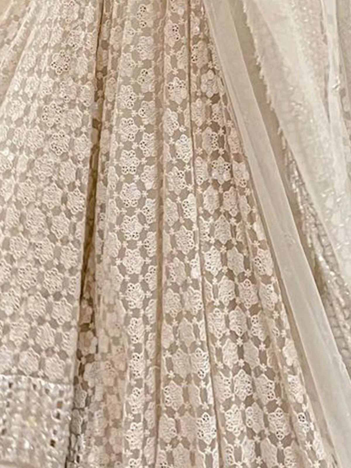 Odette Women Elegant Off White Semi Stitched Lehenga With Unstitched Blouse - Image 3