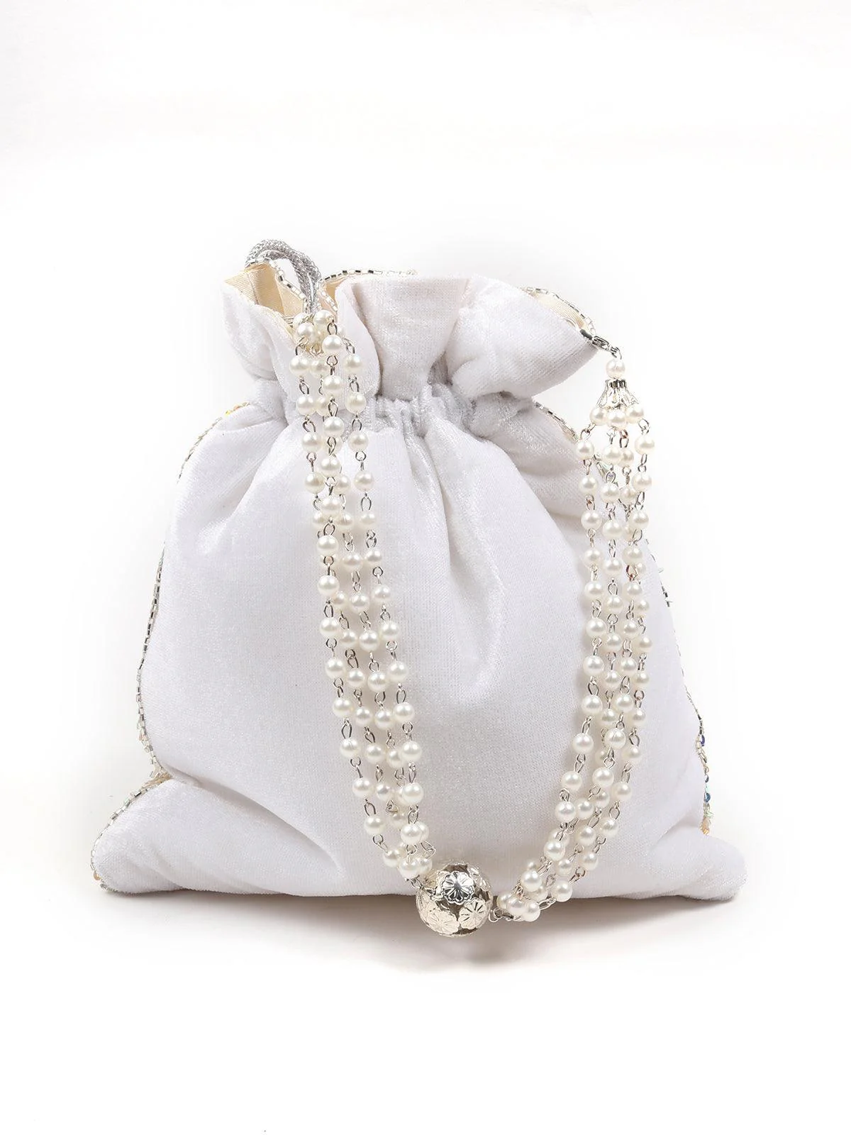 Odette Women Elegant White Embellished Potli! - Image 4