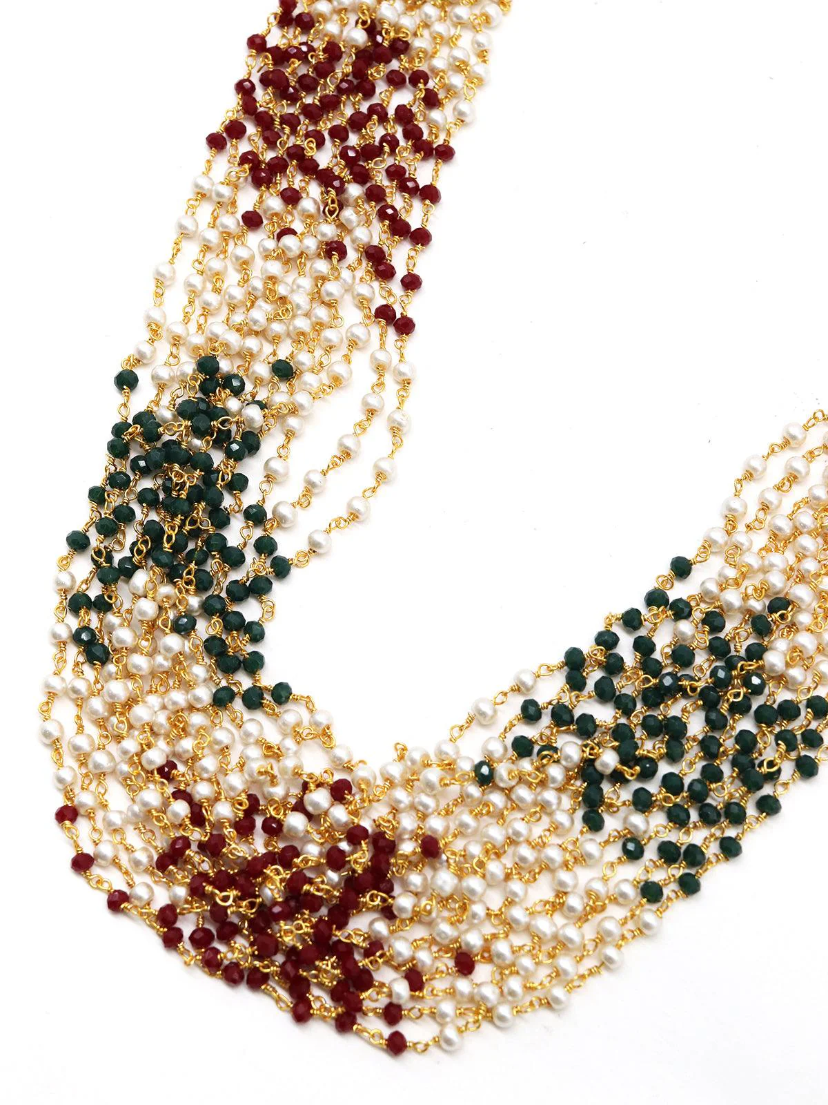 Odette Women Elongated Onyx And Regular And Pearl Semi-Precious Necklace With Earrings - Image 4