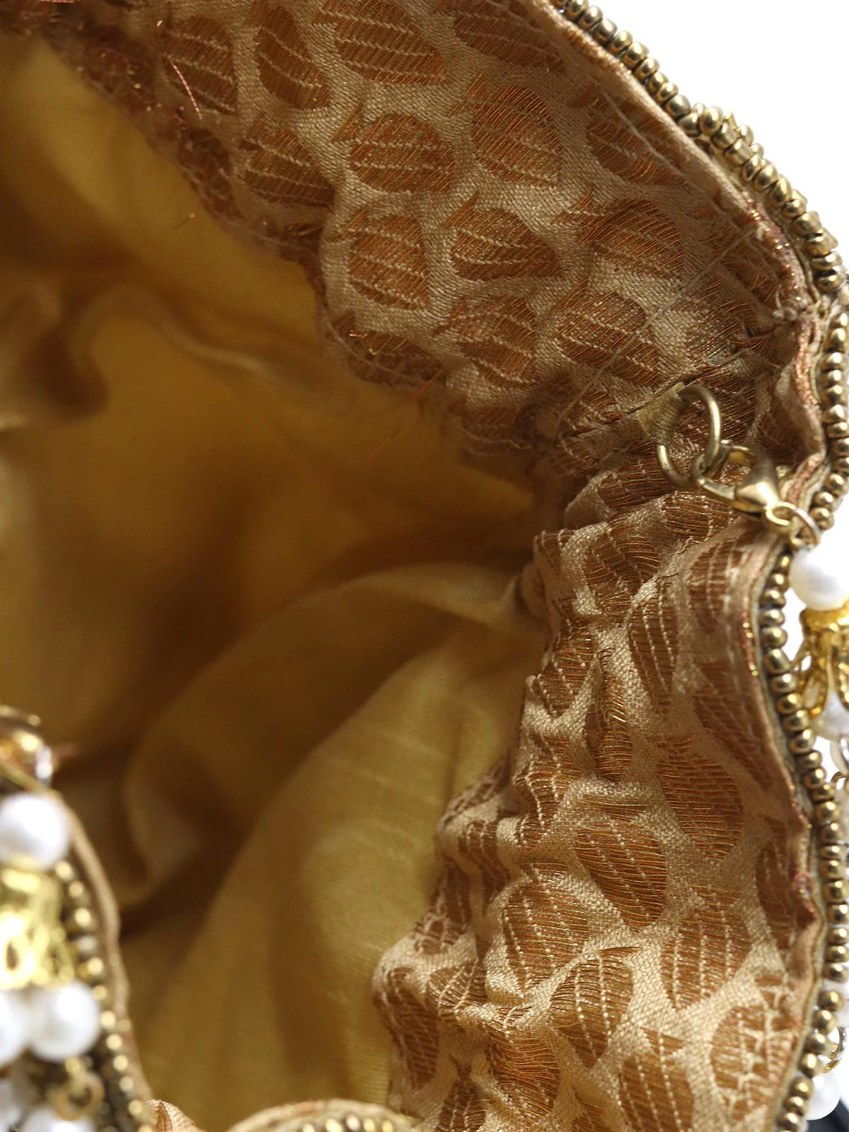 Odette Women Enticing Golden Beaded Potli Handbag - Image 6