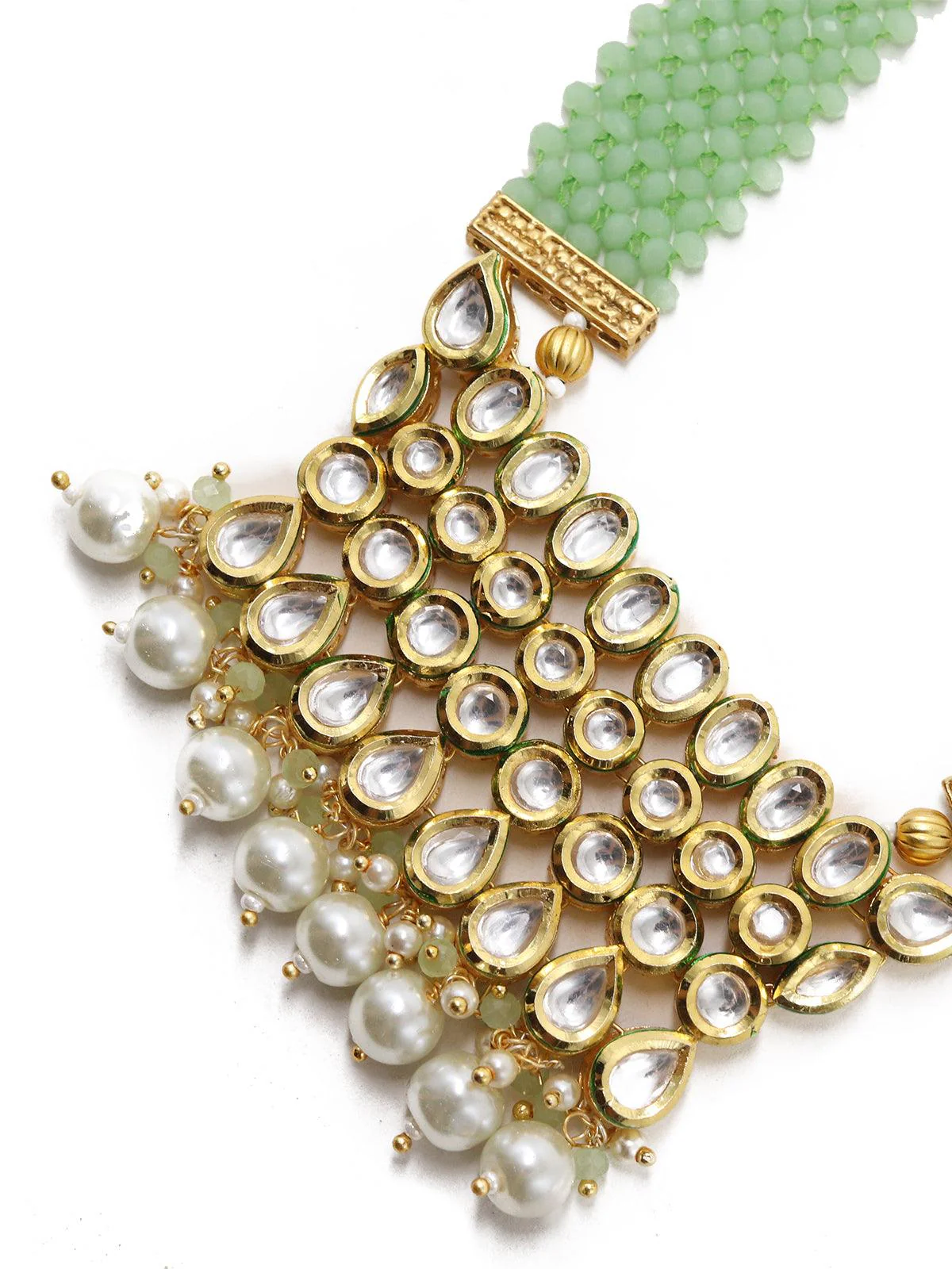 Odette Women Fancy Green Onyx And Pearl Necklace Set - Image 5
