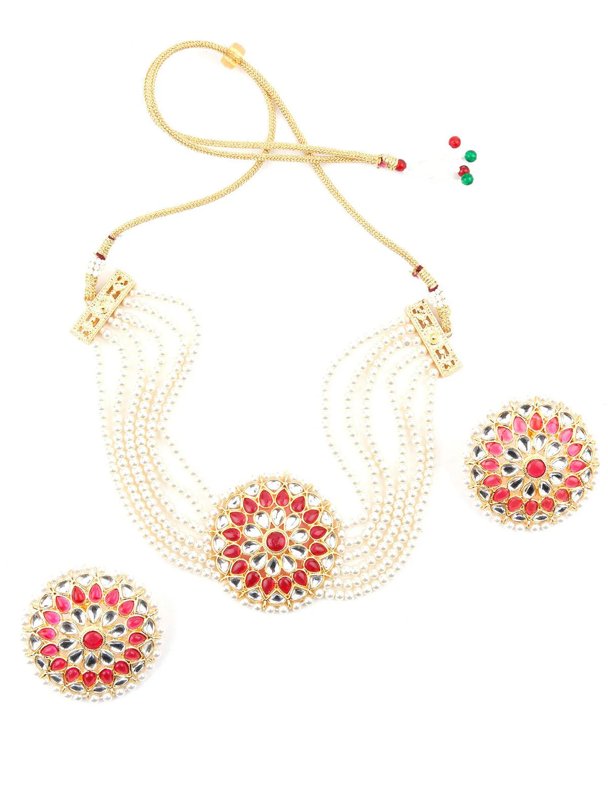 Odette Women Glamorous White Pearl-Kundan Choker Set! - Image 3