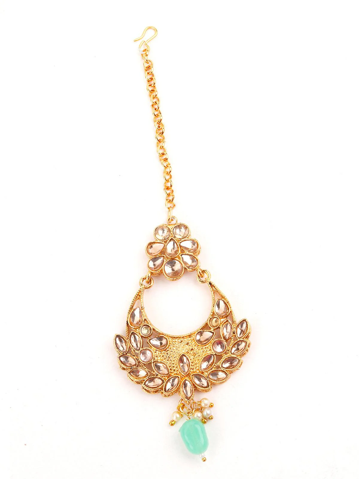 Odette Women Gold Tone Green Mani Choker Set! - Image 3