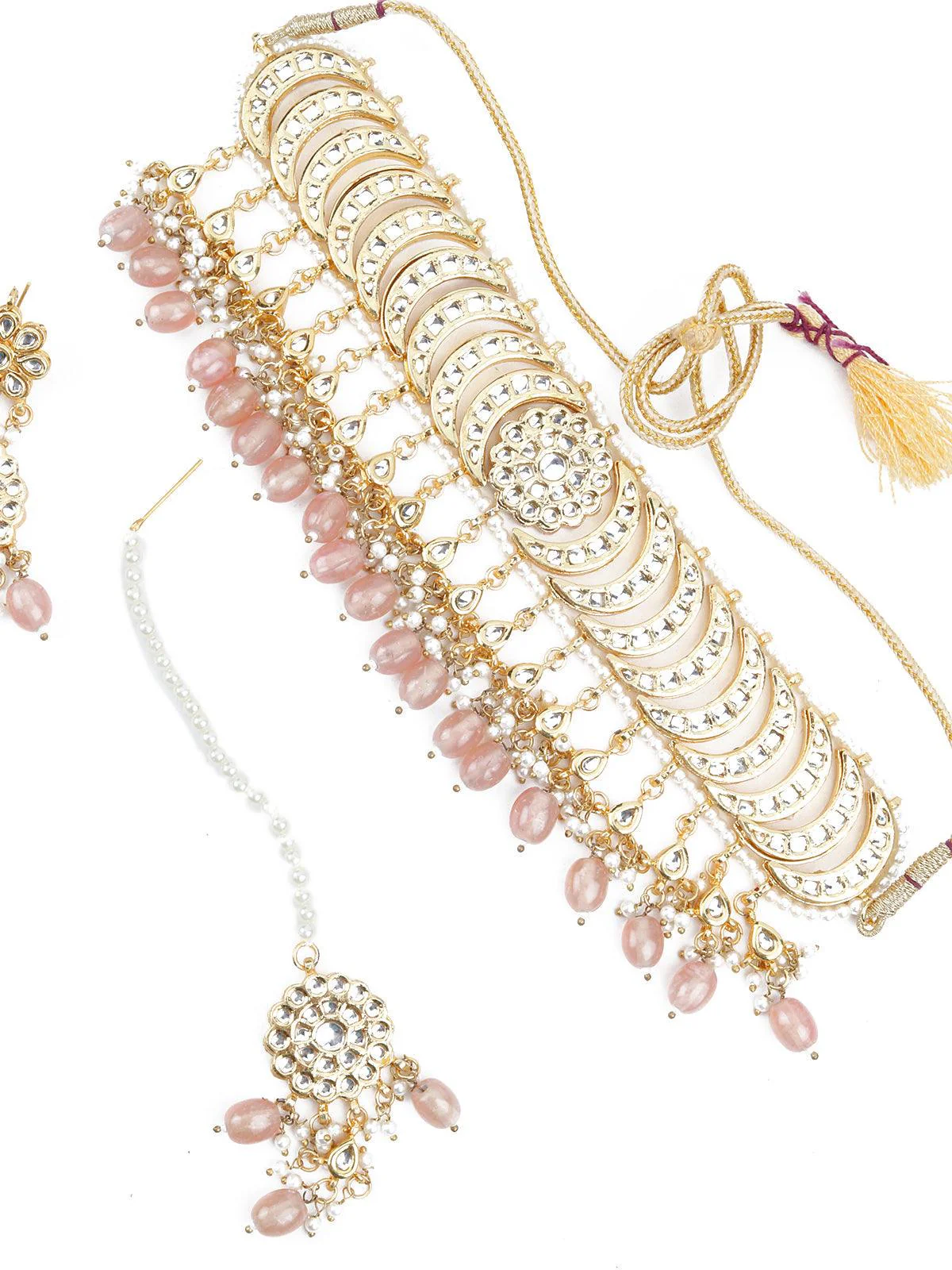 Odette Women Gold Tone Half-Moon Design Choker Set - Image 5