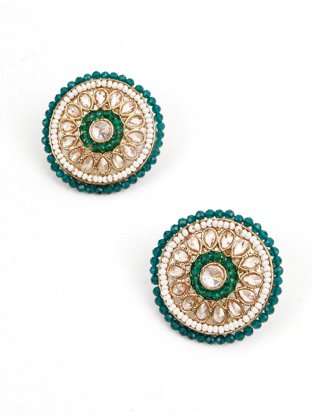 Odette Women Gold Tone Pearls -Green Onyx Choker Set - Image 6