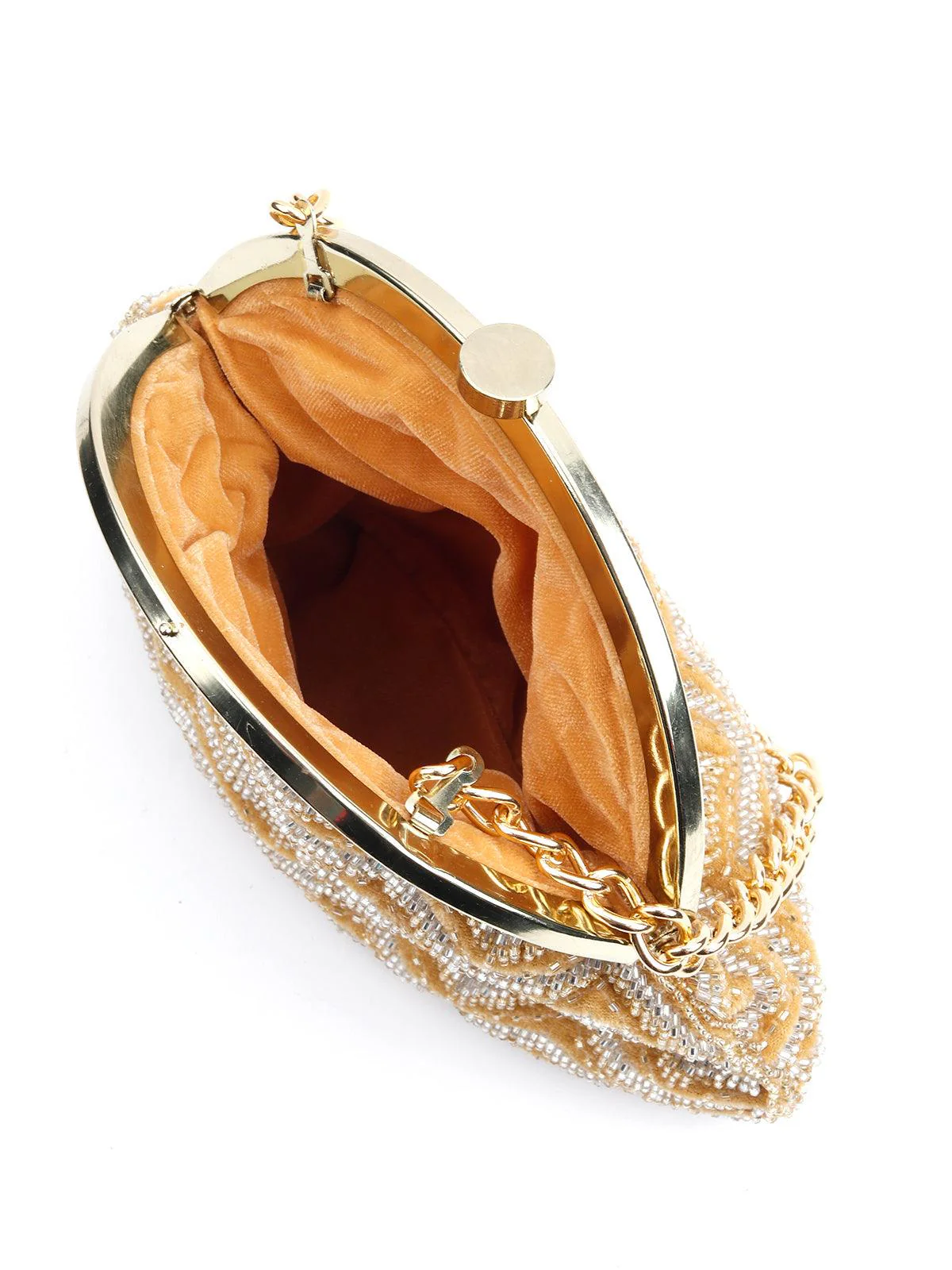 Odette Women Golden Beaded Shiny Batuwa! - Image 5