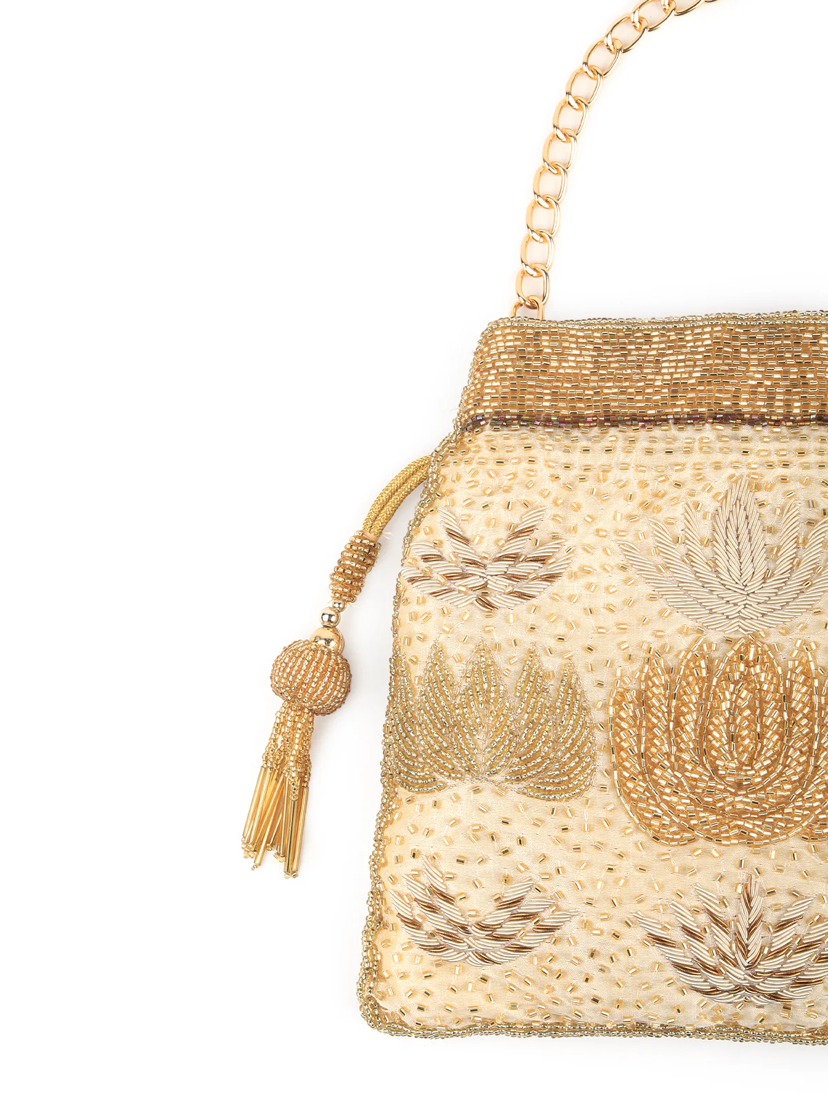 Odette Women Golden Bright Potli Bag - Image 2