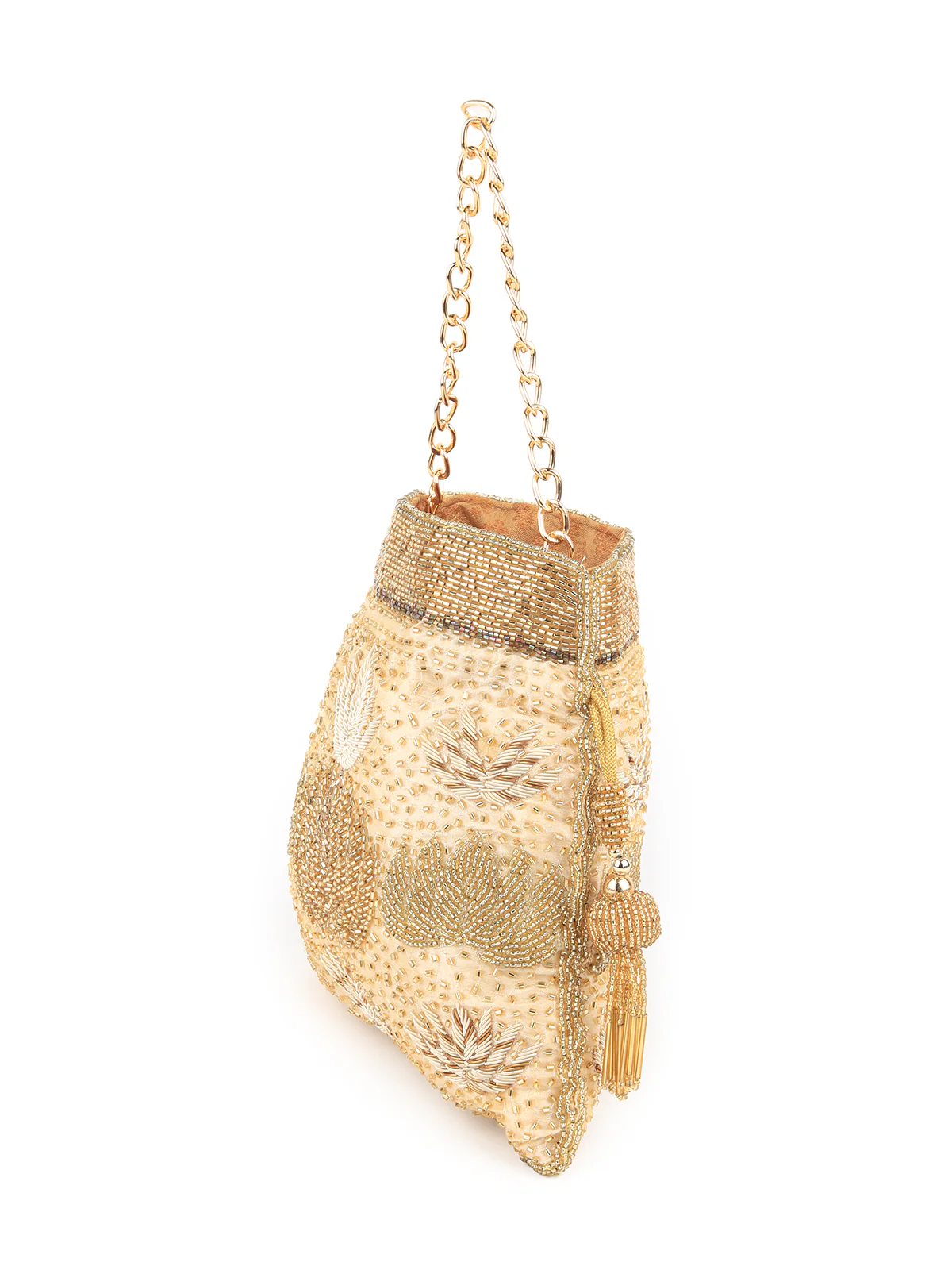 Odette Women Golden Bright Potli Bag - Image 5