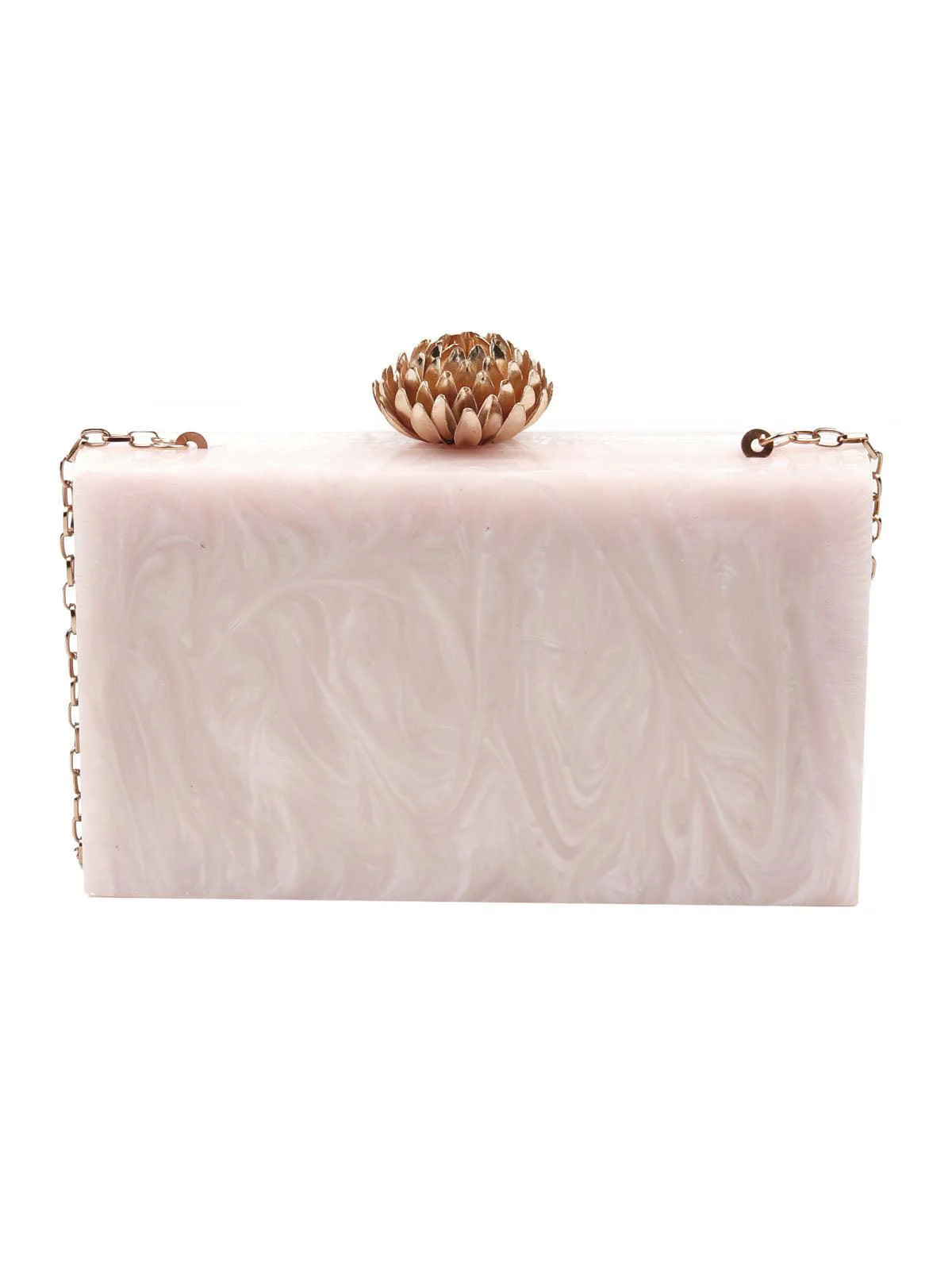Odette Women Golden Resin Floral Embellished Box Clutch - Image 5