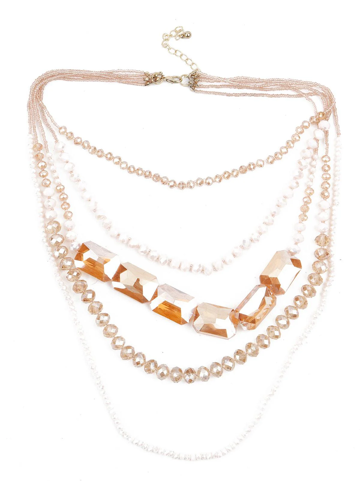 Odette Women Golden Rhine Stone Layered Cute Necklace - Image 3