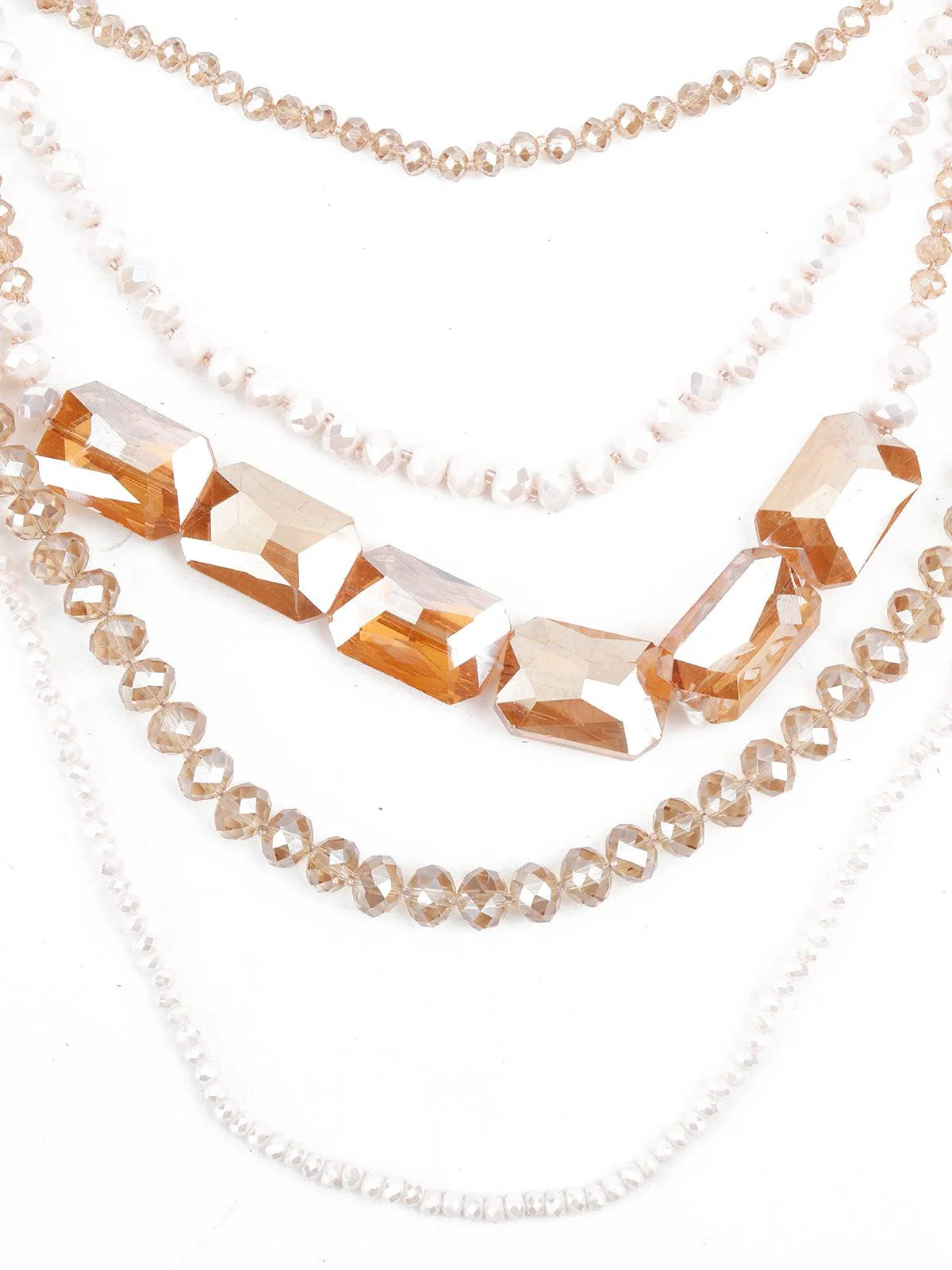 Odette Women Golden Rhine Stone Layered Cute Necklace - Image 4