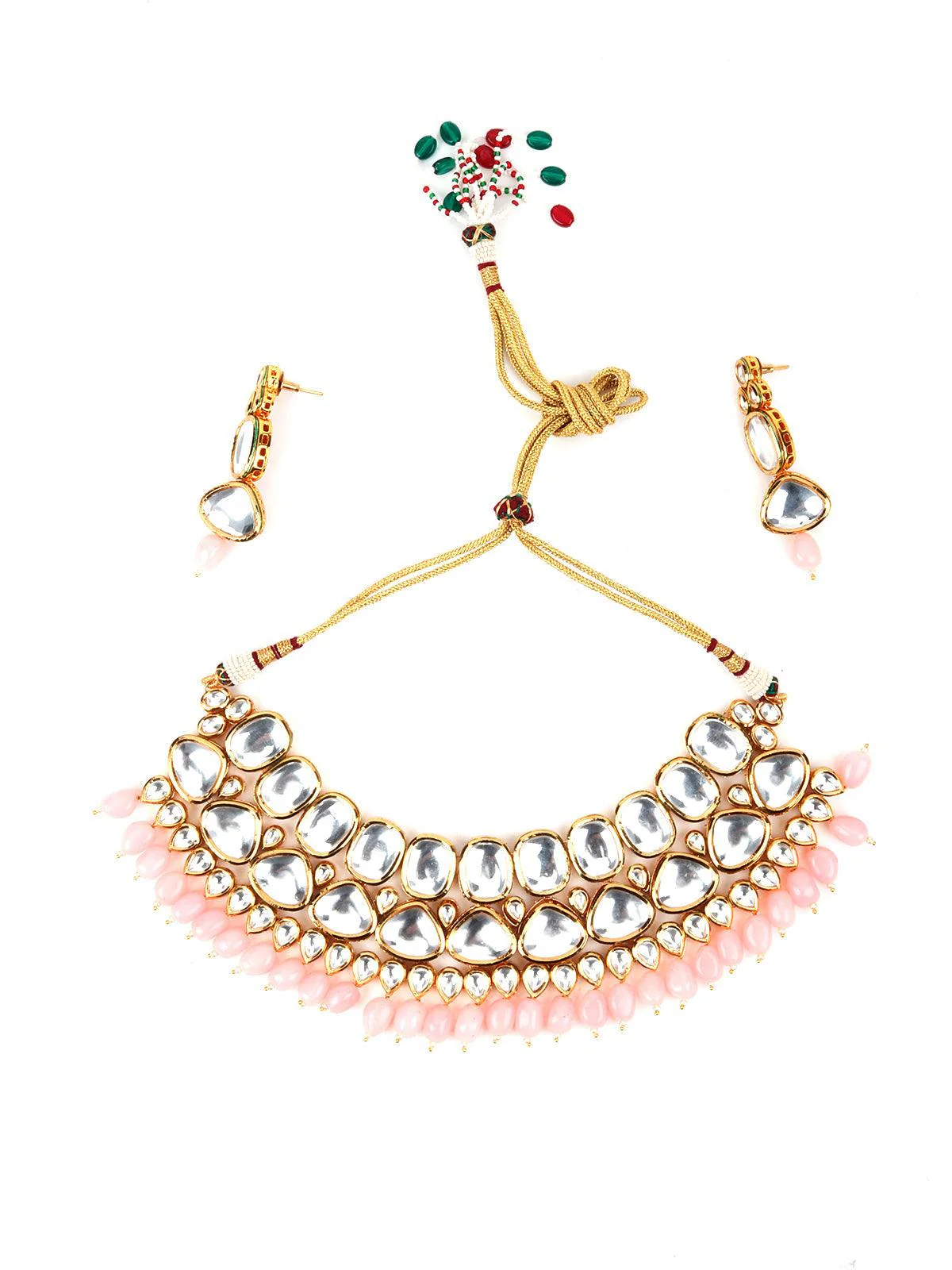 Odette Women Grand Pink Mani & Kundan Necklace Set! - Image 2