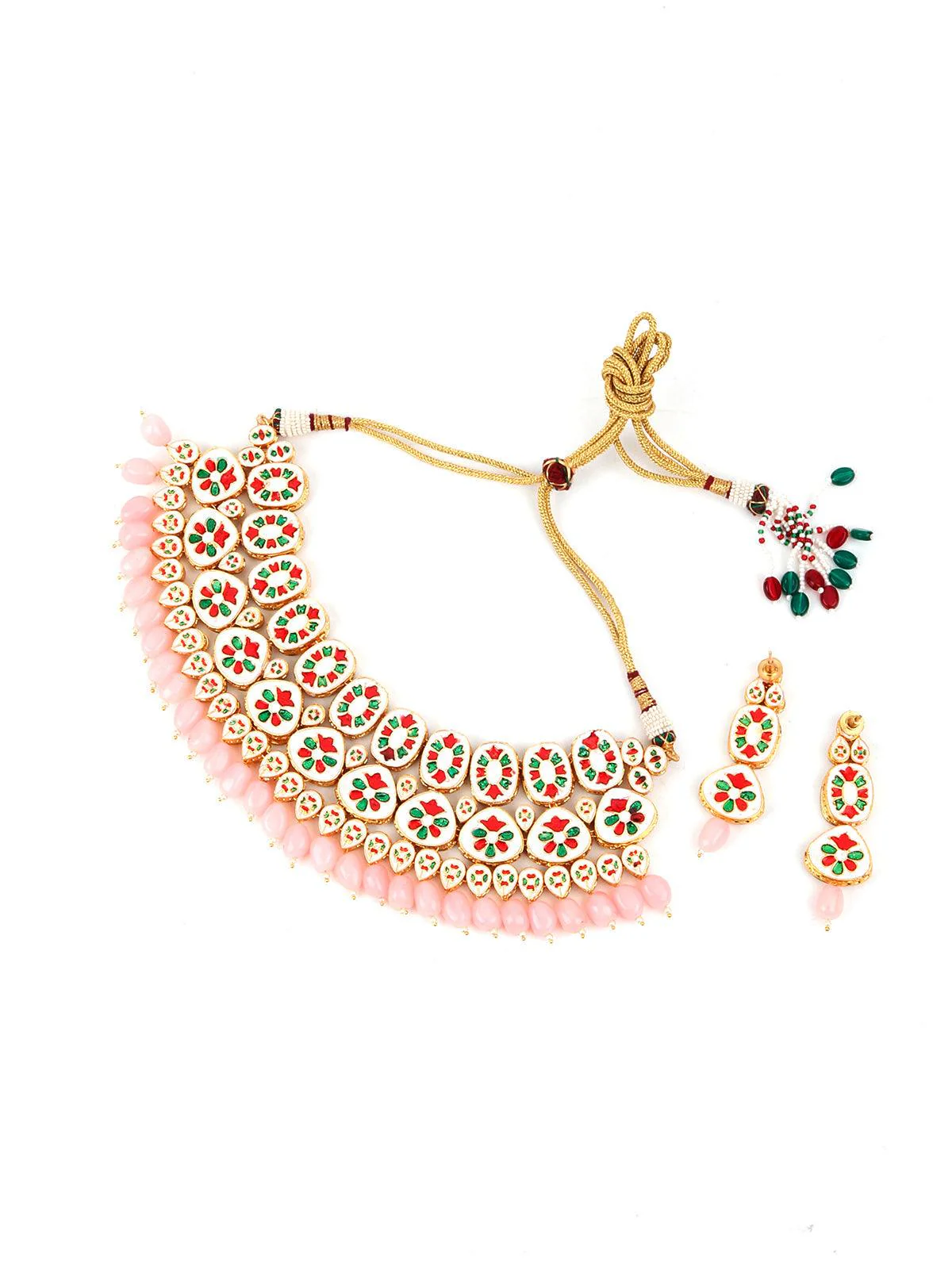 Odette Women Grand Pink Mani & Kundan Necklace Set! - Image 5