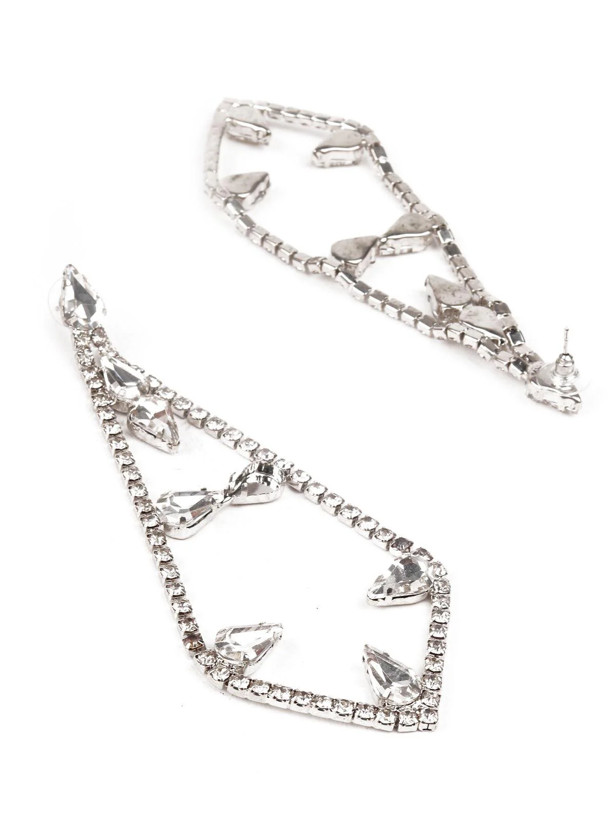 Odette Women White Stone Dangler Earring - Image 3