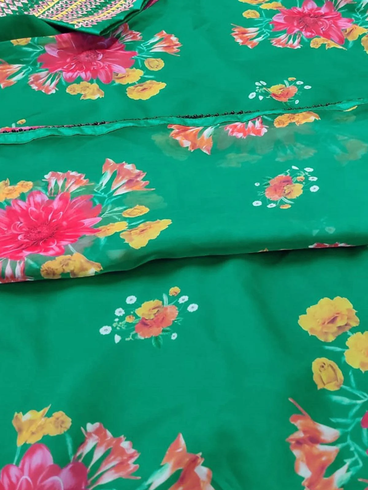 Odette Women Green Printed Stunning Semi Stitched Lehenga With Unstitched Blouse - Image 5