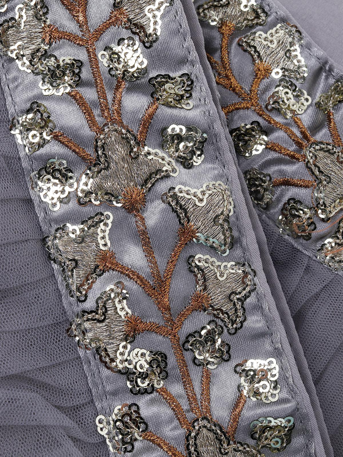 Odette Women Grey Designer Semi Stitched Lehenga With  Unstitched Blouse - Image 5