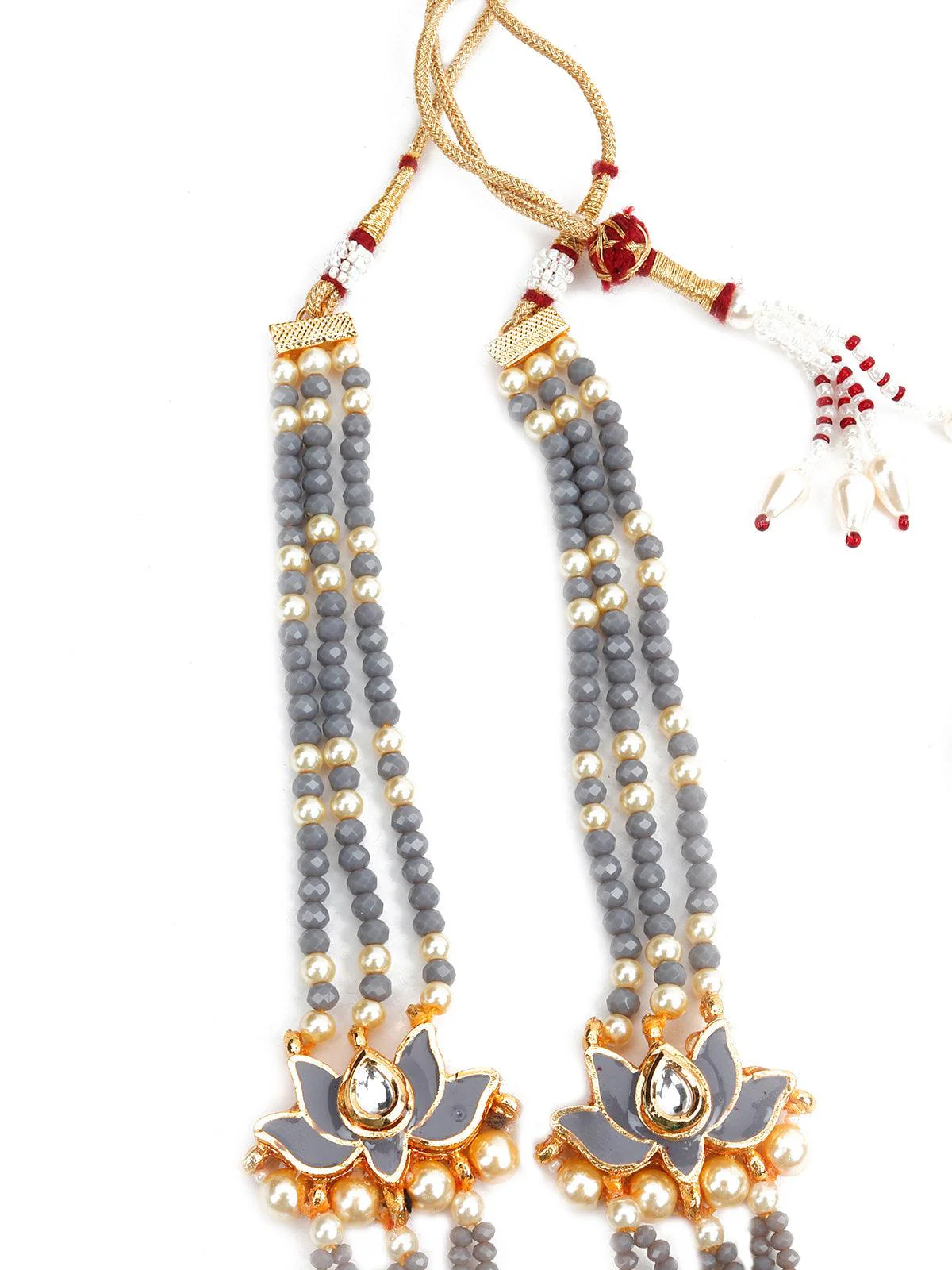 Odette Women Grey Onyx Gold Tone Grey Tinted Necklace Set - Image 6