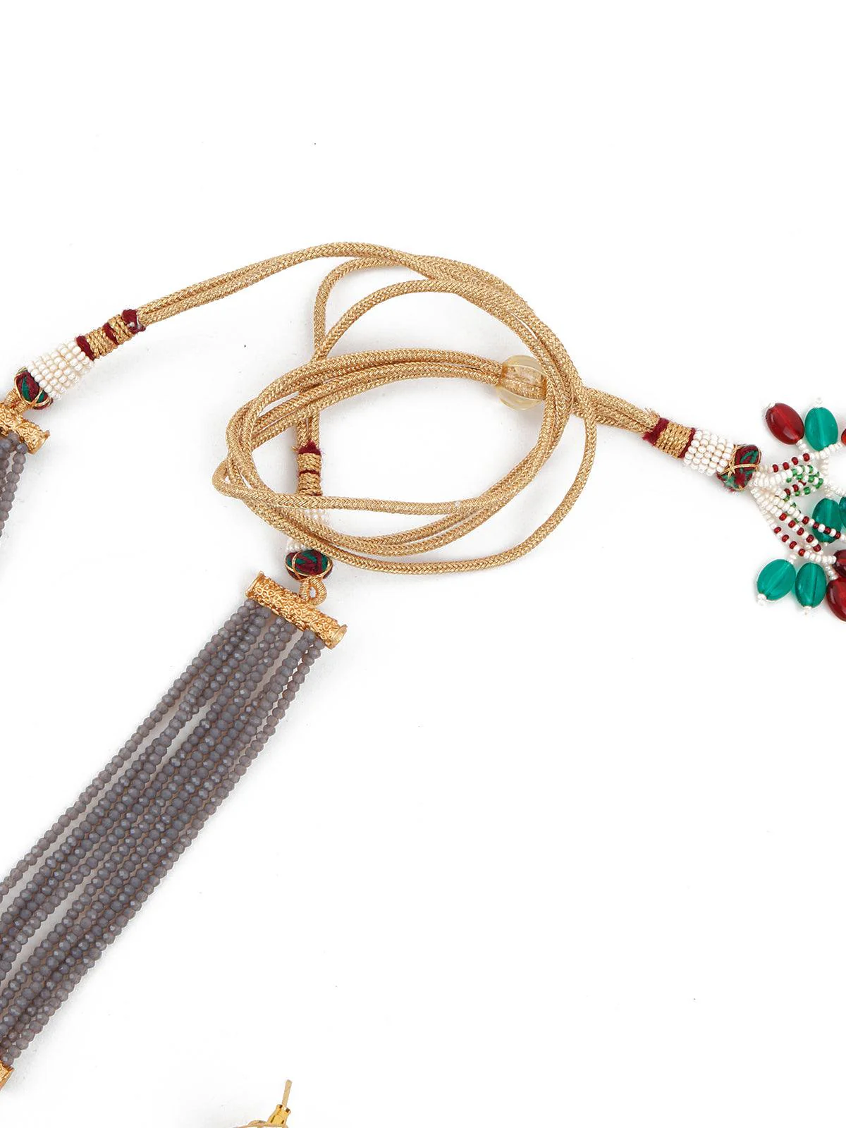 Odette Women Grey Onyx-Kundan-Enamelled Necklace Set! - Image 6