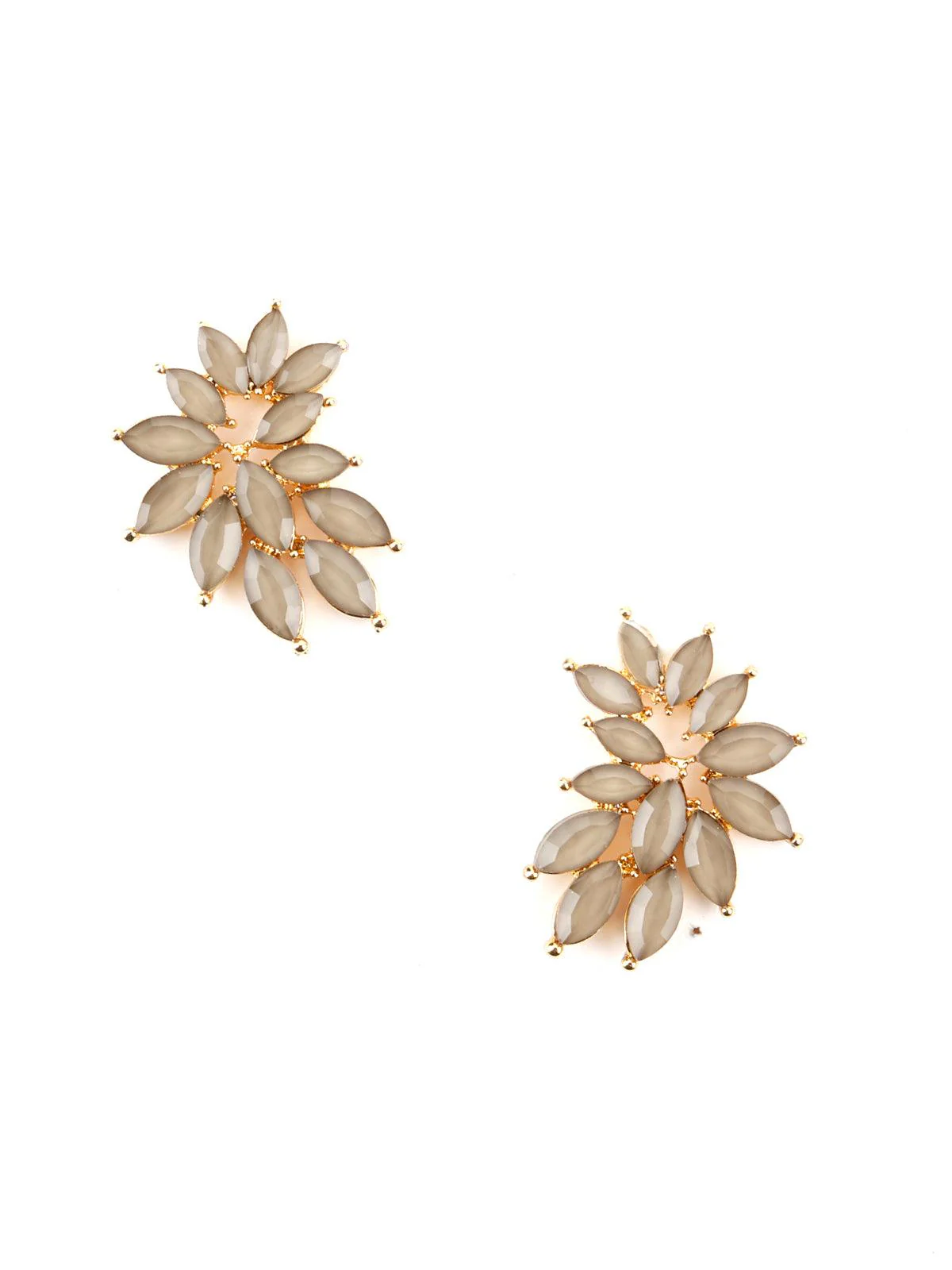 Odette Women Grey Pretty Floral Studs - Image 4