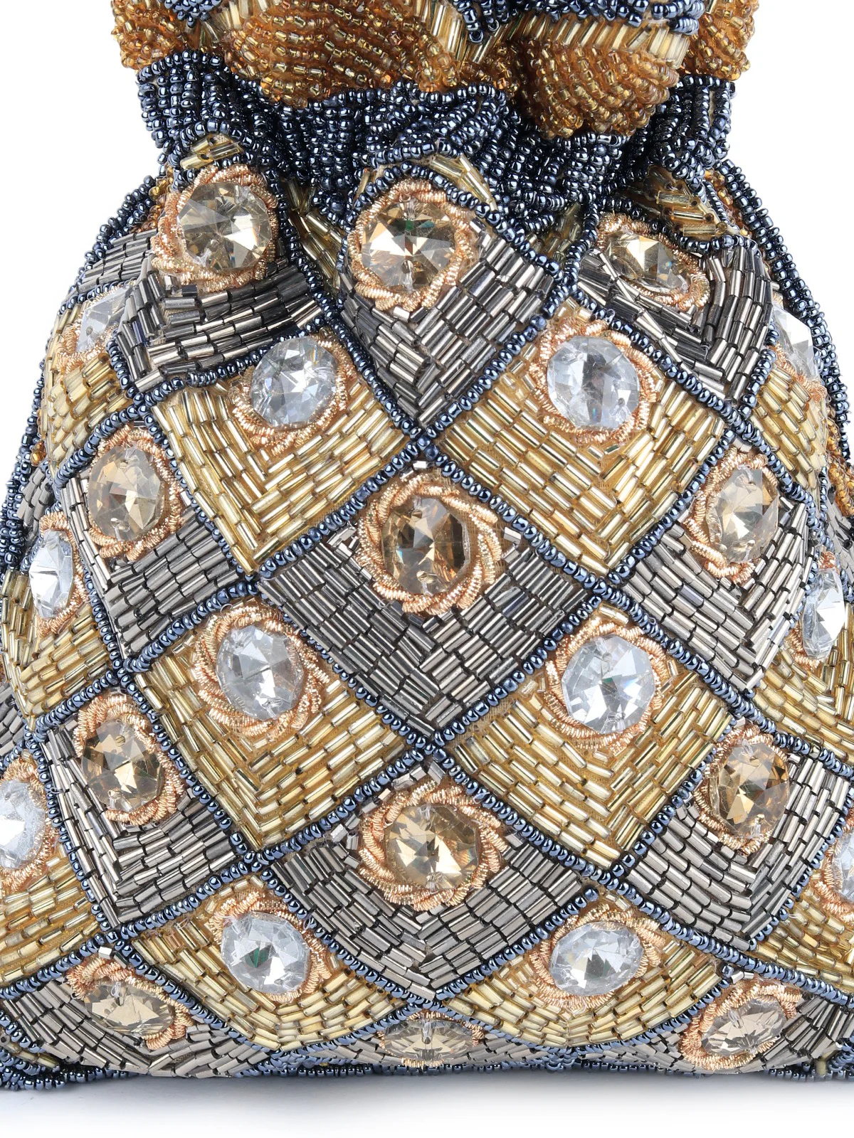 Odette Women Heavily Embellished Multicolour Potli - Image 4