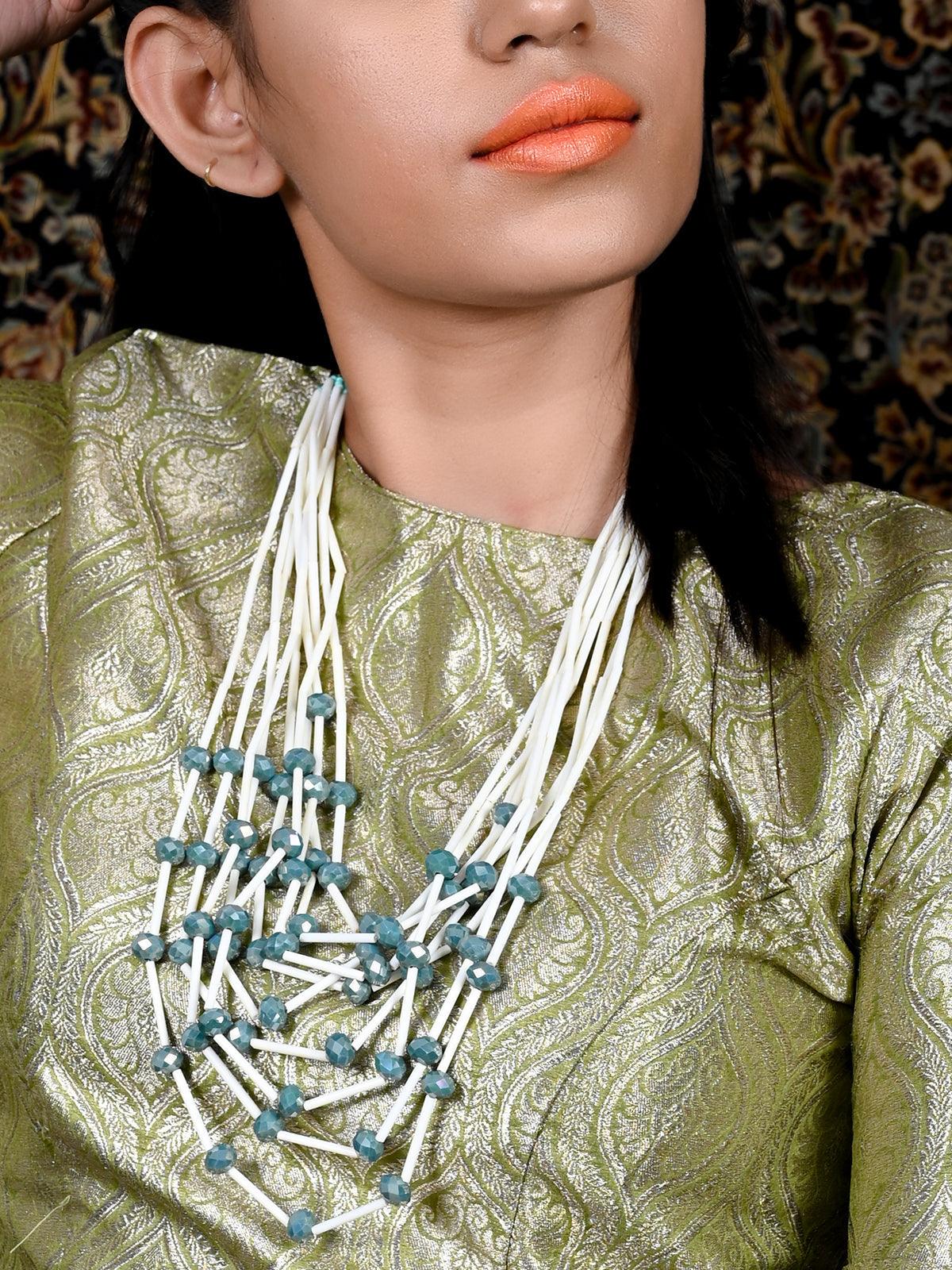 Odette Women Layered Off-White Beach Necklace - Image 2