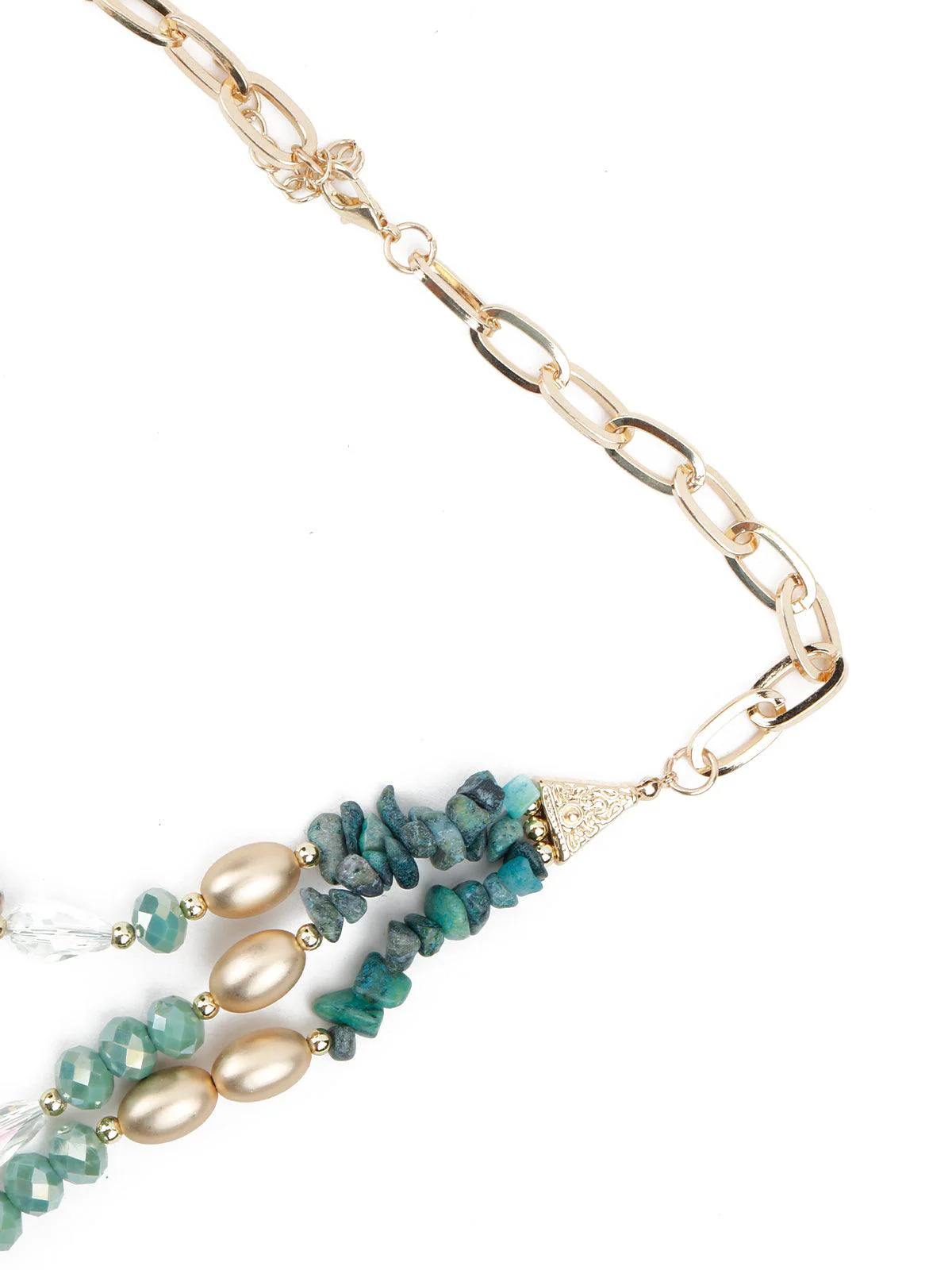 Odette Women Layered Sea Green Crystal Necklace - Image 5