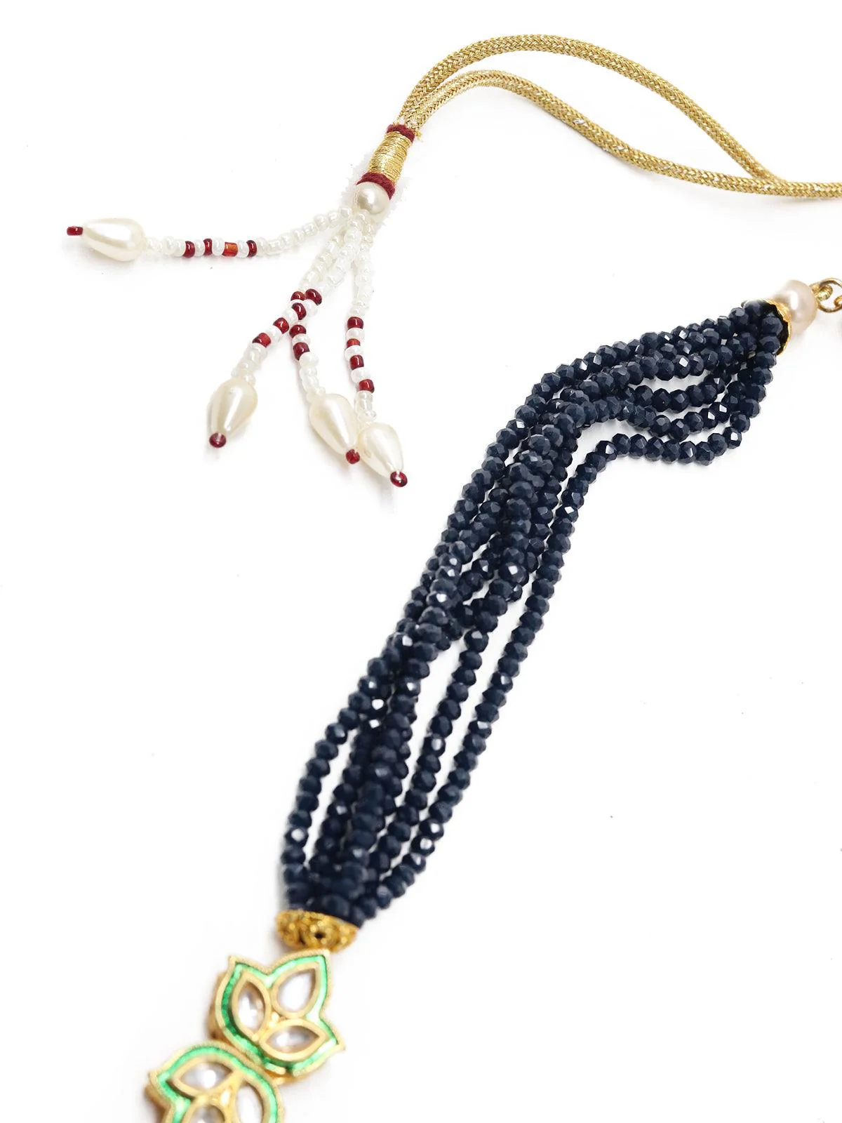 Odette Women Maharani Blue Onyx Kundan Necklace Set! - Image 7